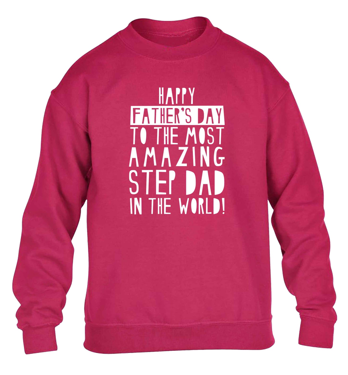 Happy Father's day to the best step dad in the world children's pink sweater 12-13 Years