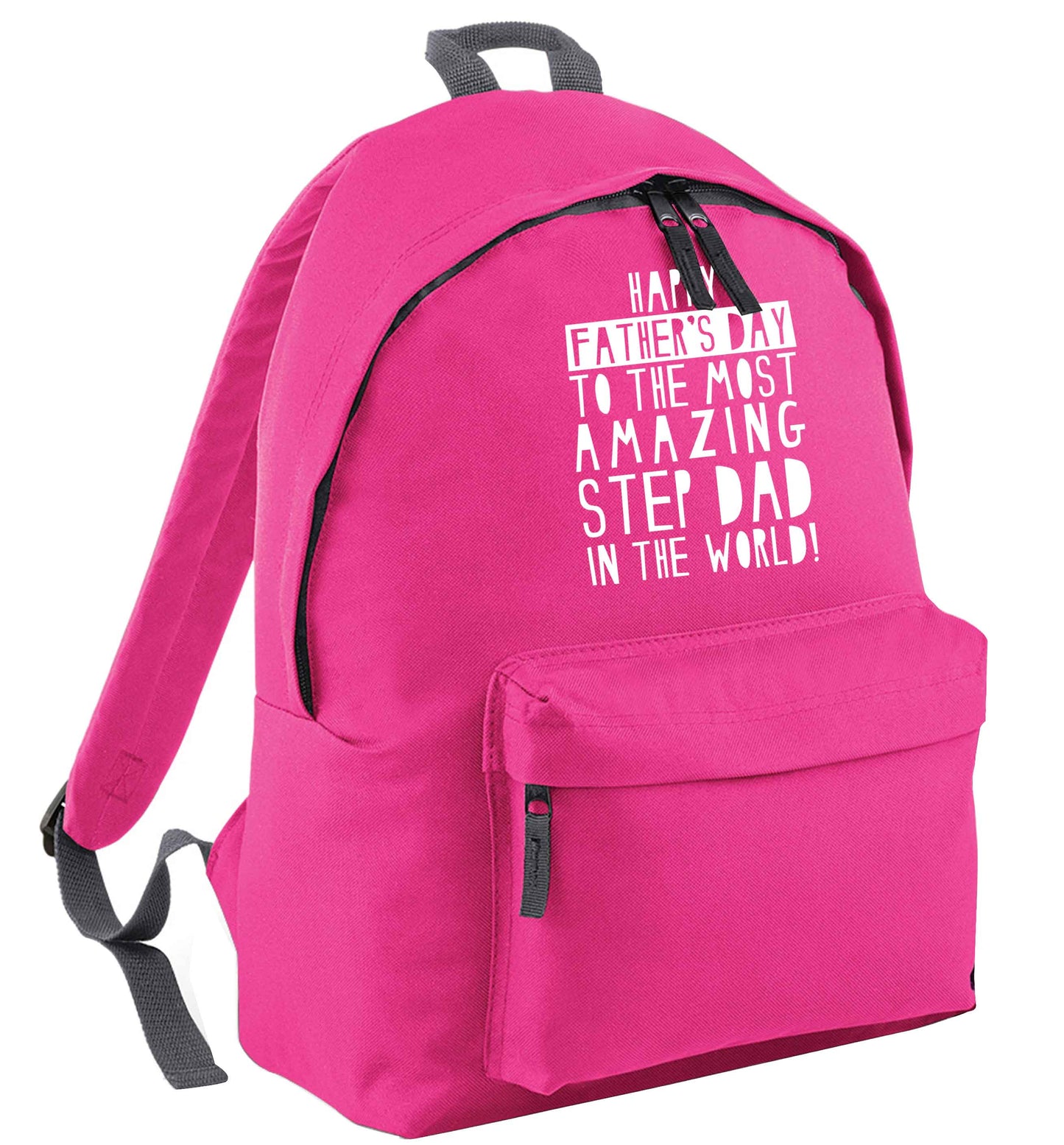 Happy Father's day to the best step dad in the world pink adults backpack