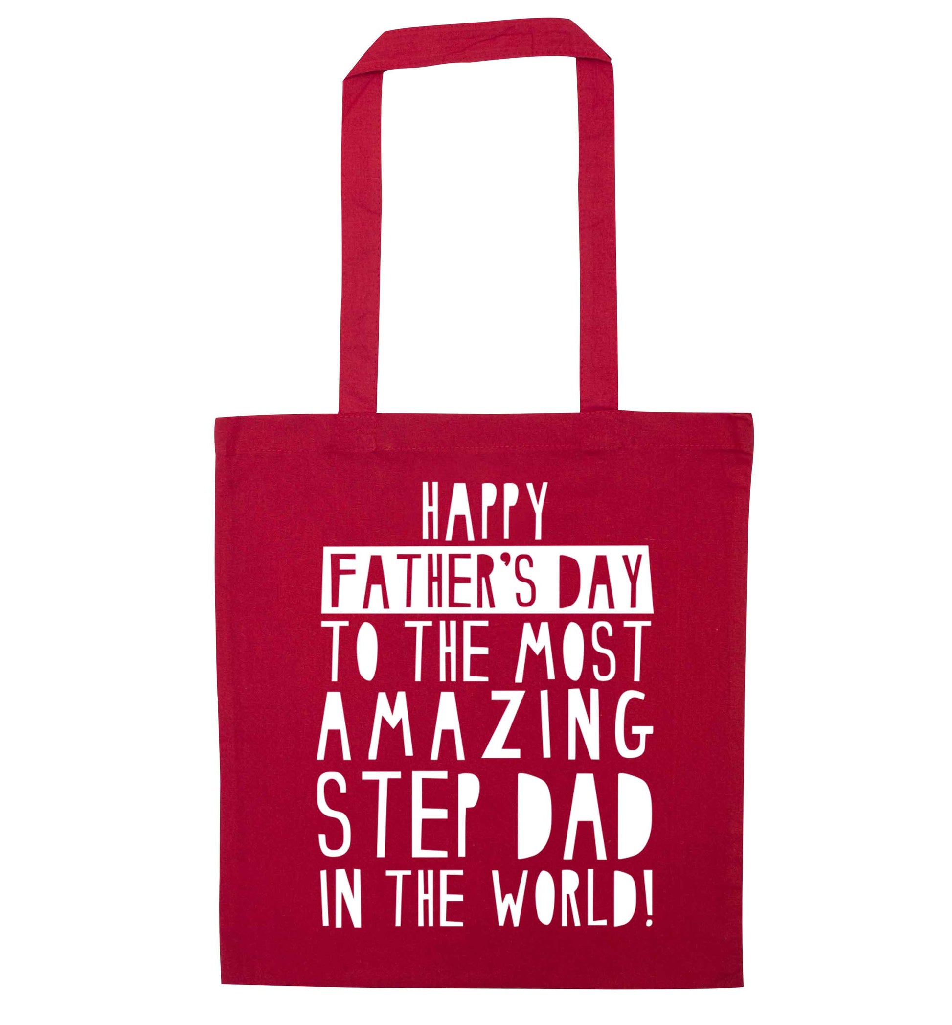 Happy Father's day to the best step dad in the world red tote bag