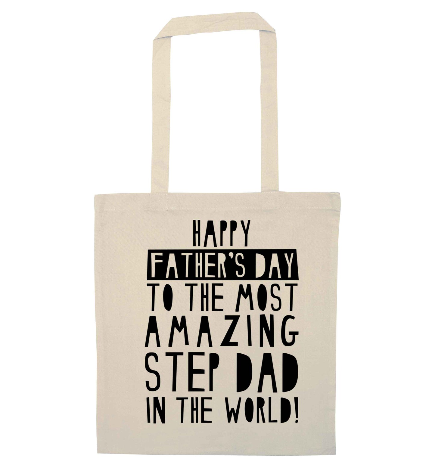Happy Father's day to the best step dad in the world natural tote bag