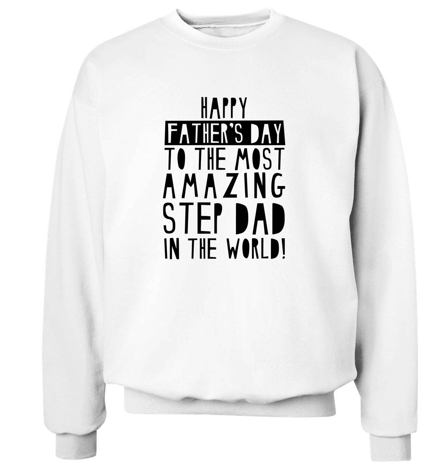 Happy Father's day to the best step dad in the world adult's unisex white sweater 2XL