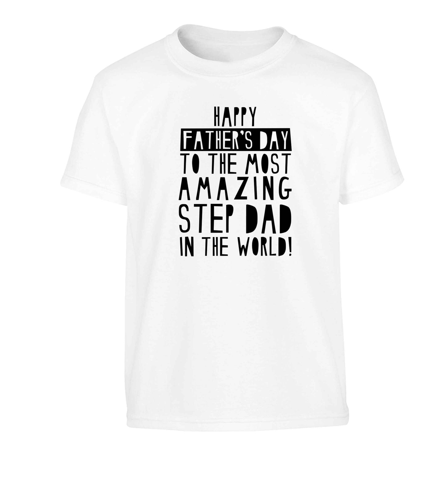 Happy Father's day to the best step dad in the world Children's white Tshirt 12-13 Years