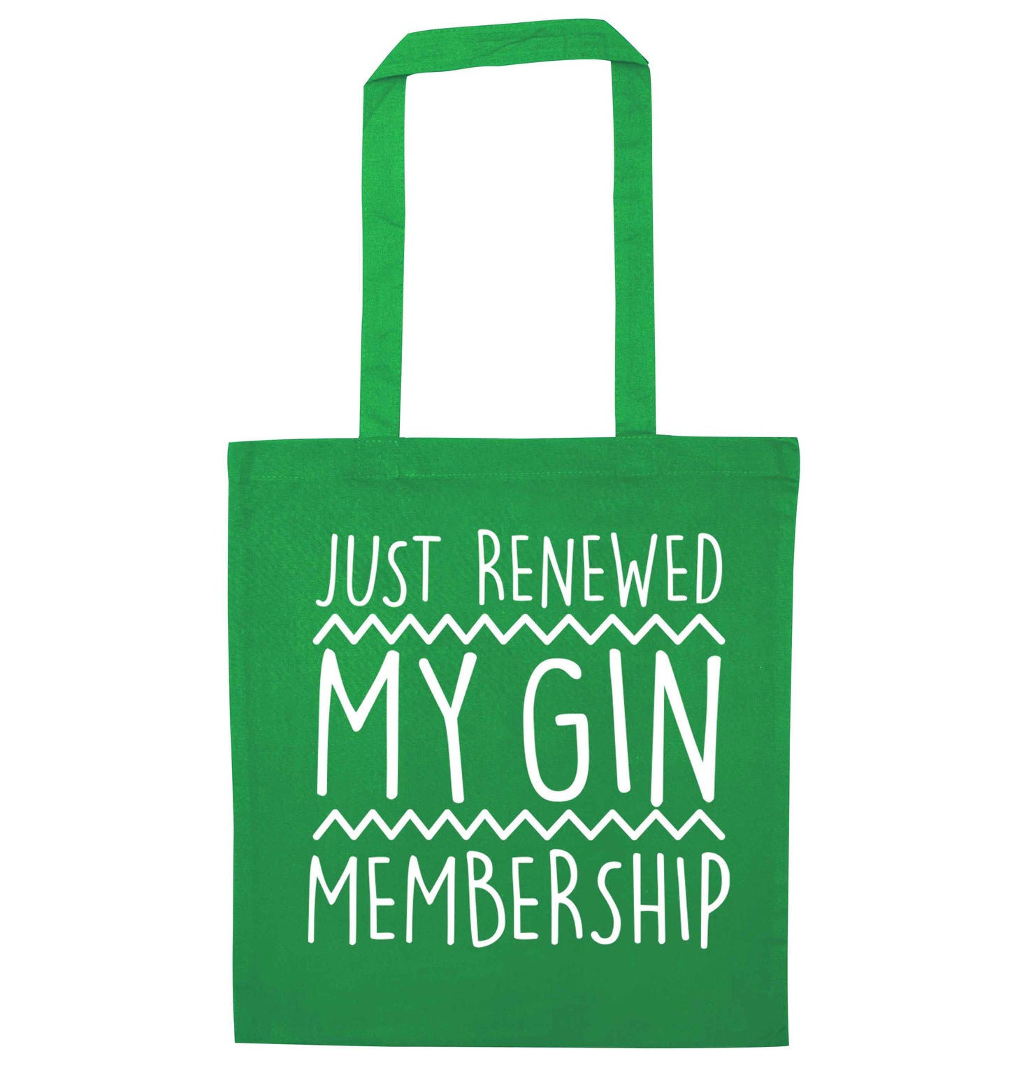 Just renewed my gin membership green tote bag