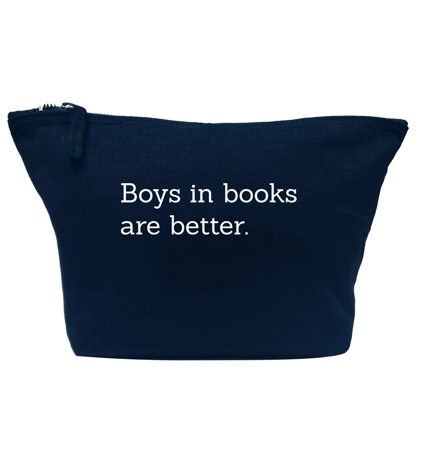 Boys in books are better navy makeup bag