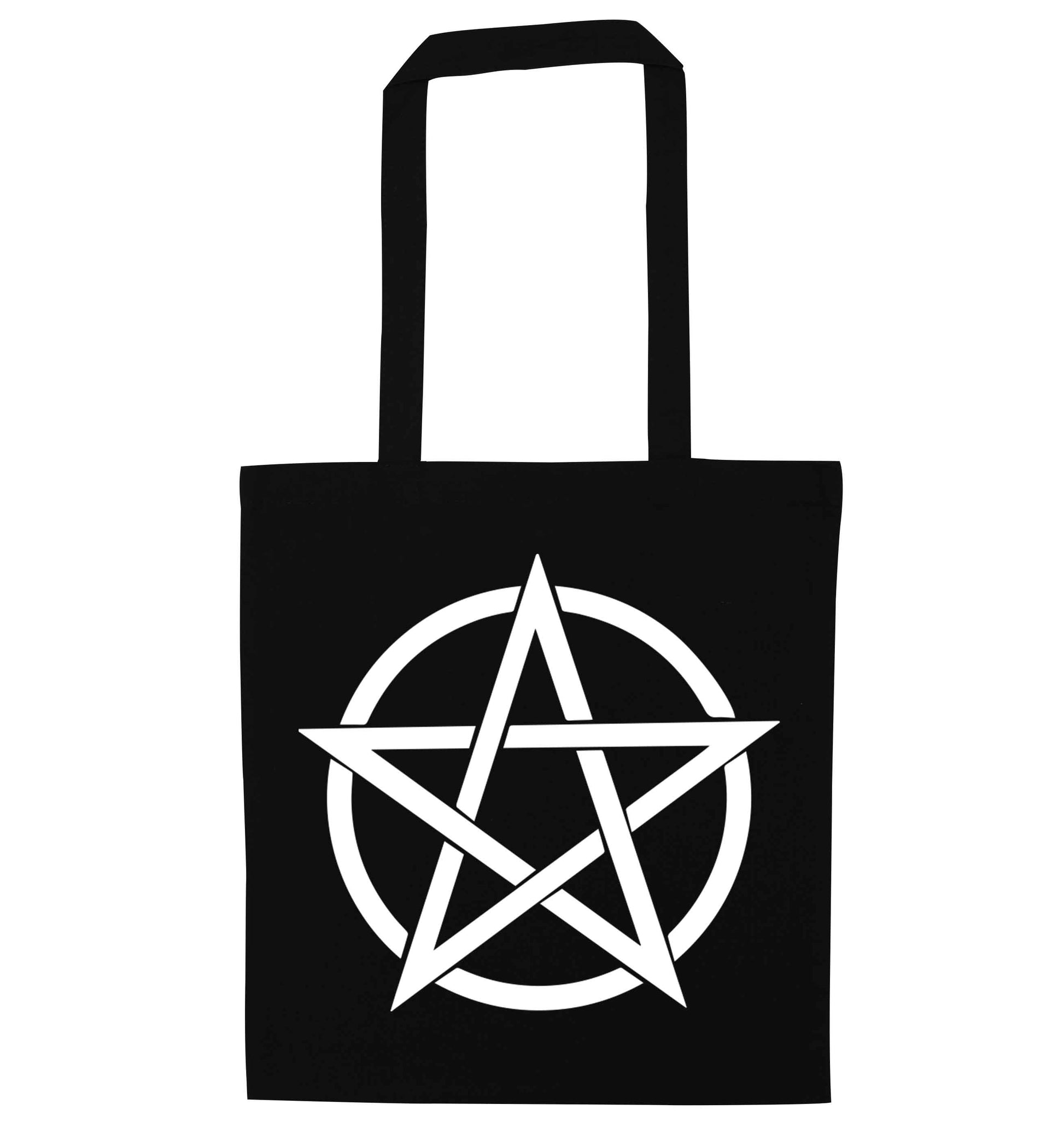 Pentagram symbol black tote bag