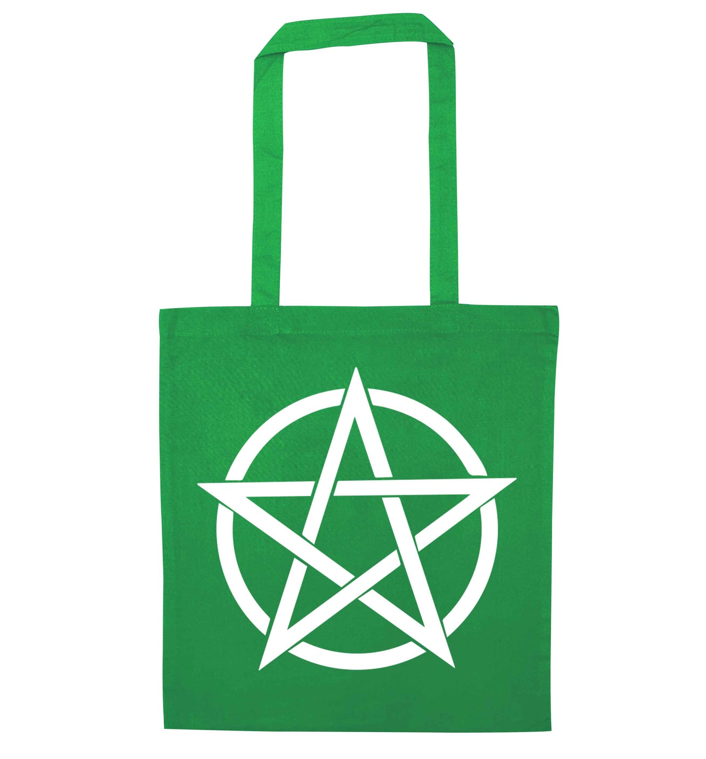 Pentagram symbol green tote bag