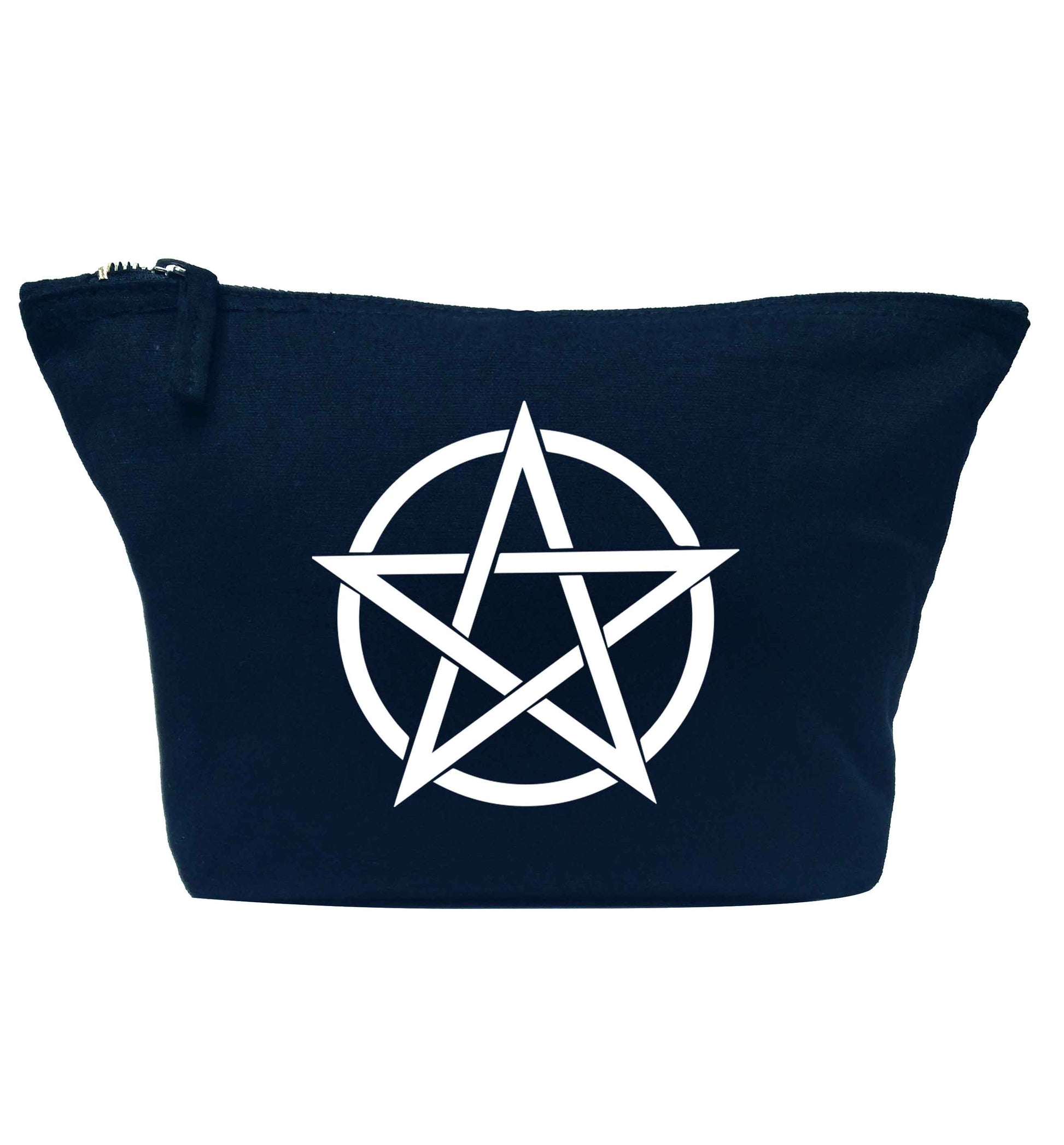 Pentagram symbol navy makeup bag