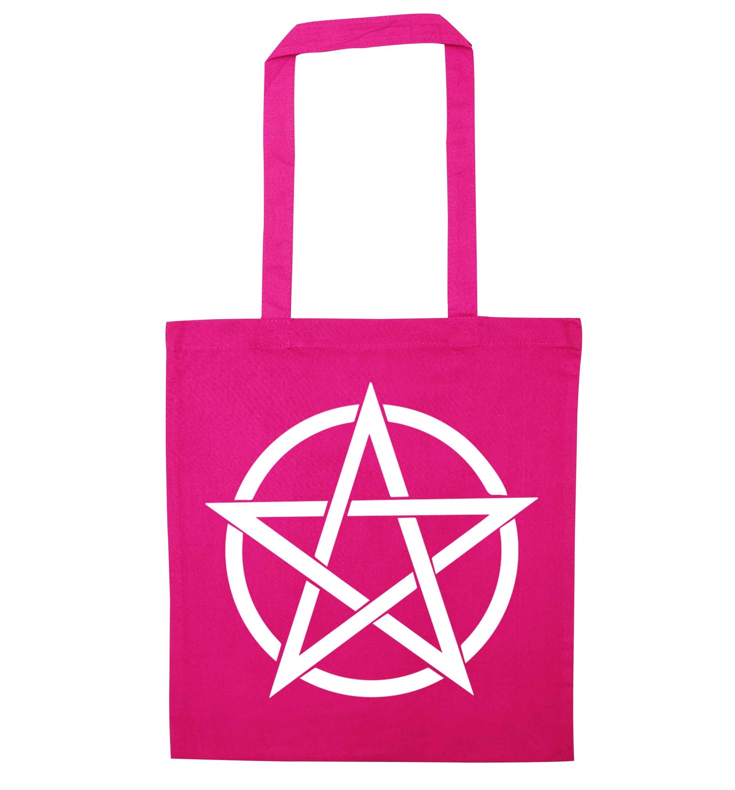 Pentagram symbol pink tote bag