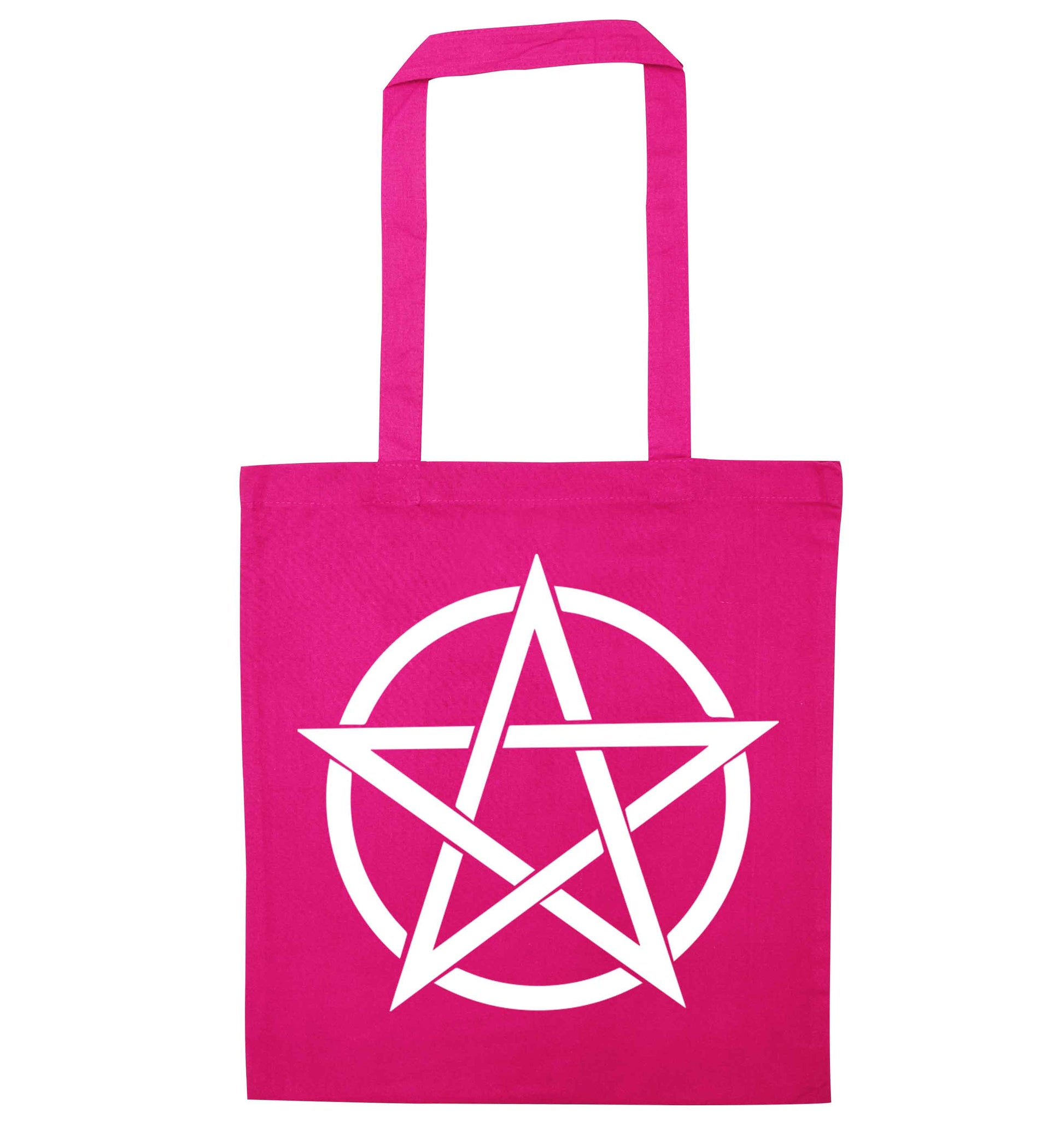 Pentagram symbol pink tote bag