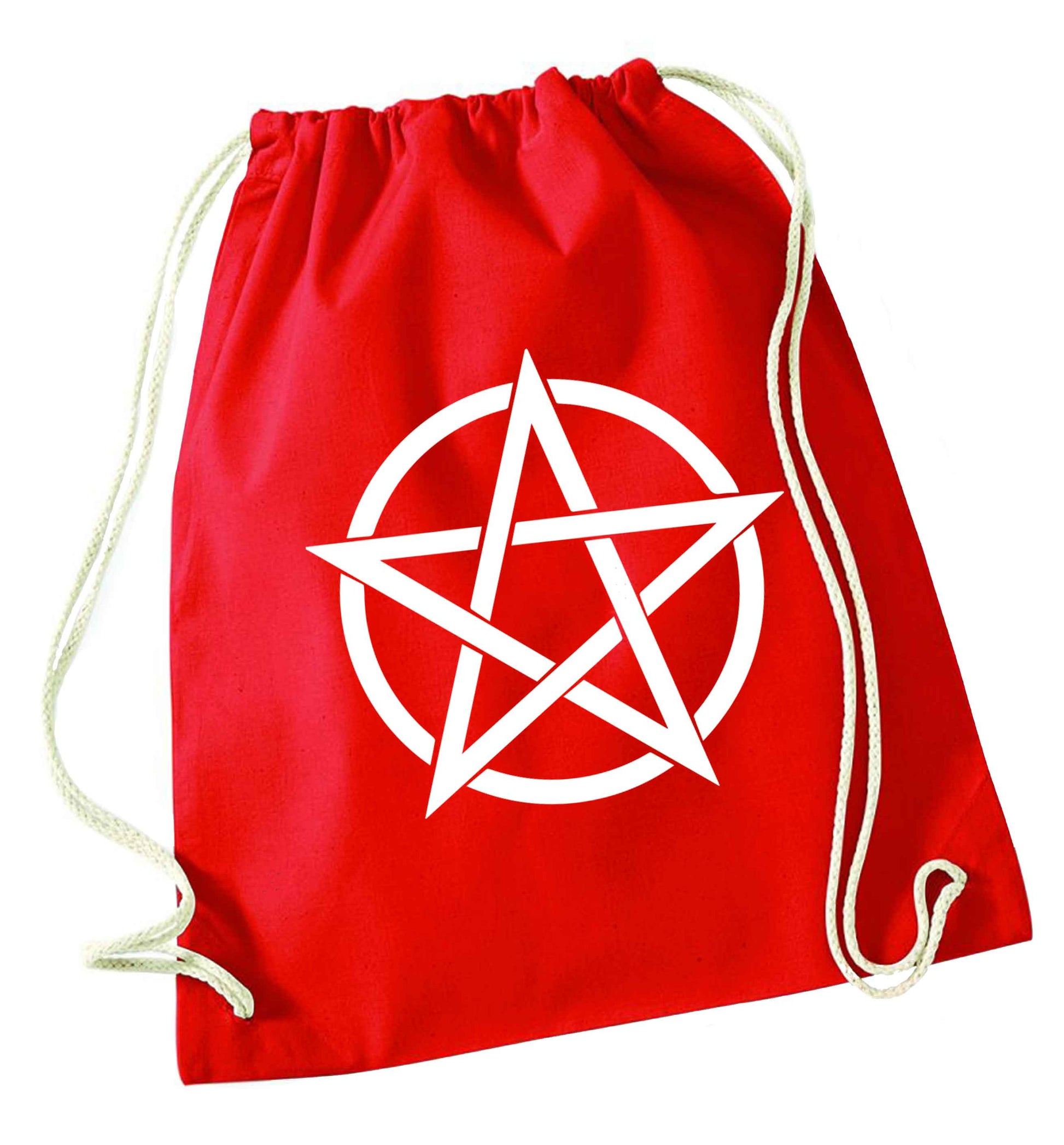 Pentagram symbol red drawstring bag 