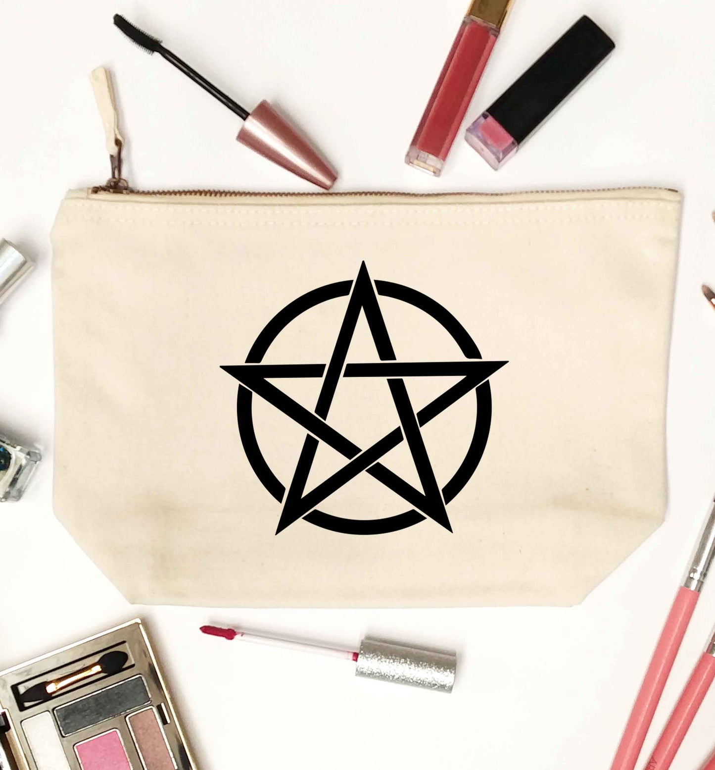 Pentagram symbol natural makeup bag