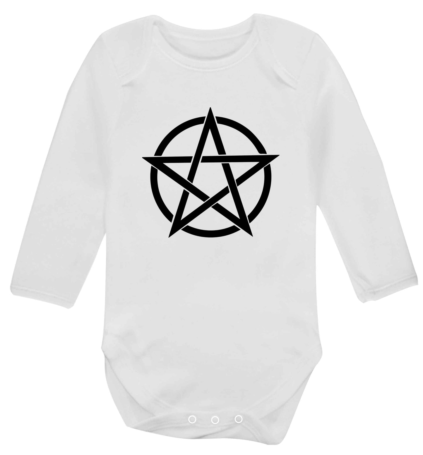 Pentagram symbol baby vest long sleeved white 6-12 months