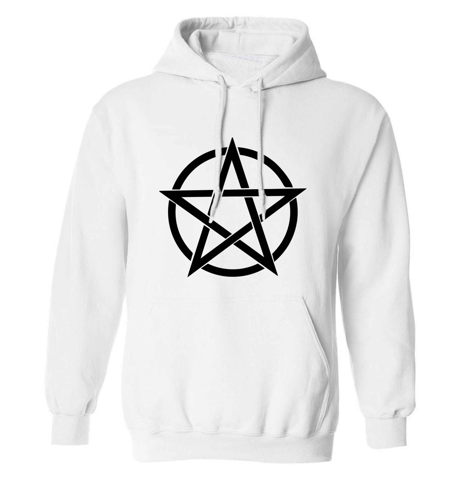 Pentagram symbol adults unisex white hoodie 2XL