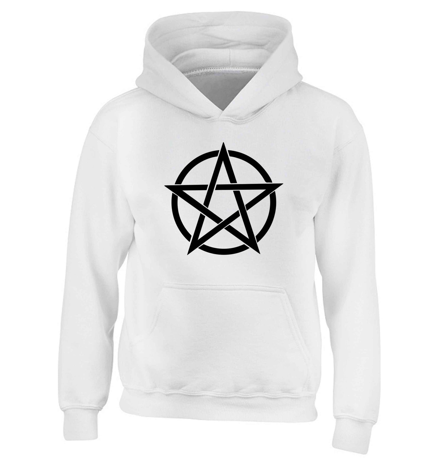 Pentagram symbol children's white hoodie 12-13 Years