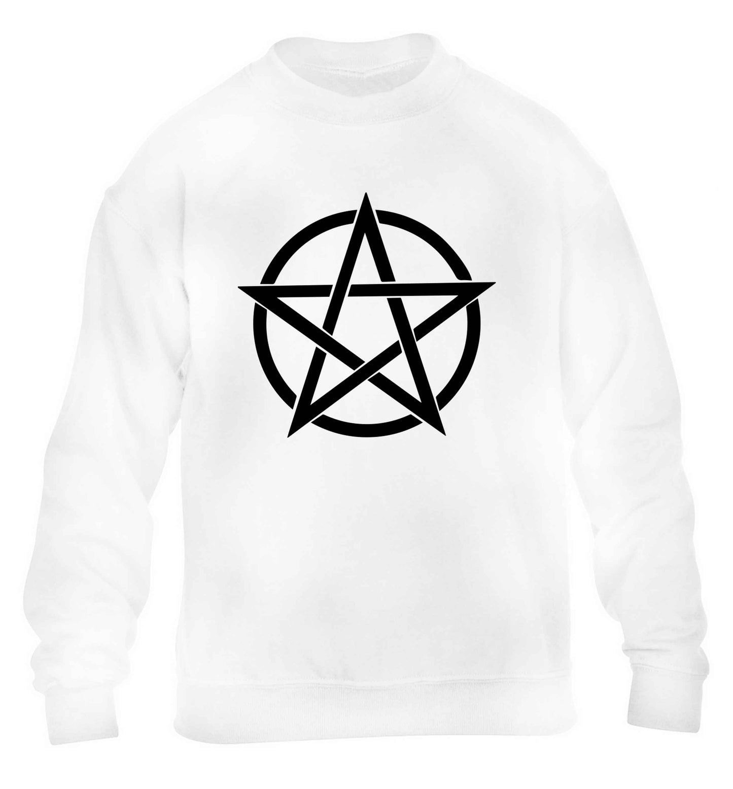 Pentagram symbol children's white sweater 12-13 Years