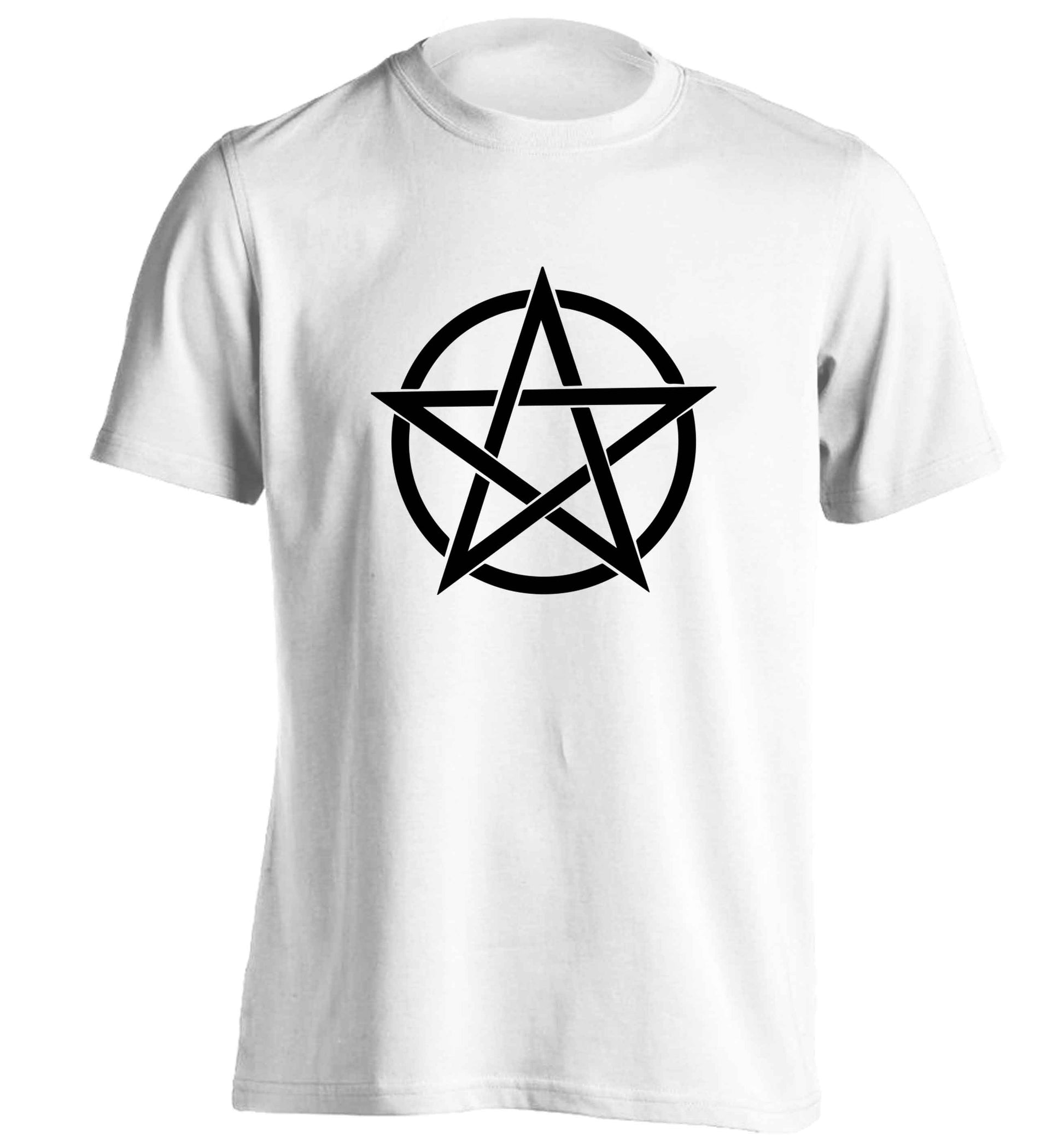 Pentagram symbol adults unisex white Tshirt 2XL