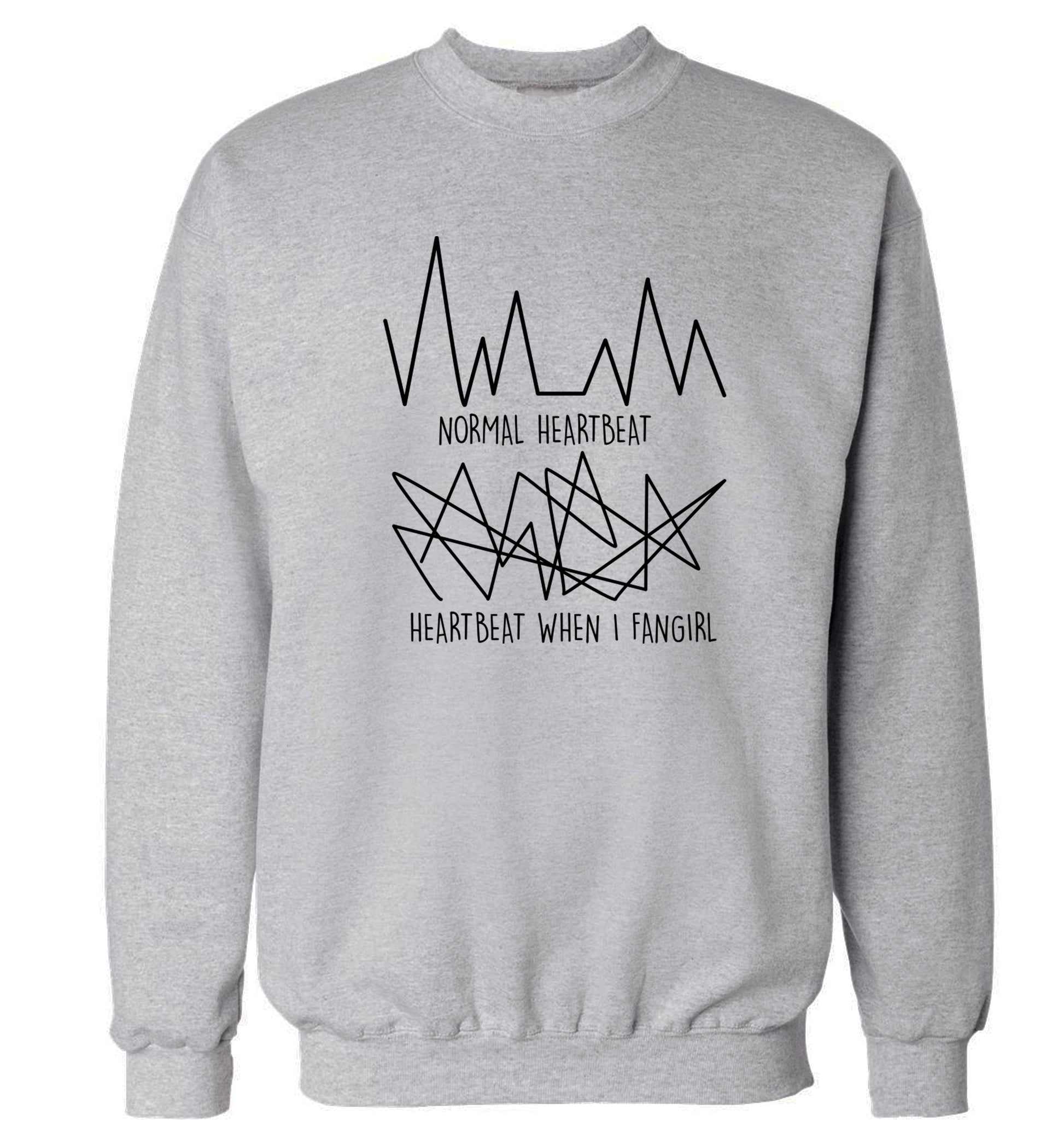 Normal heartbeat heartbeat when I fangirl Adult's unisex grey Sweater 2XL