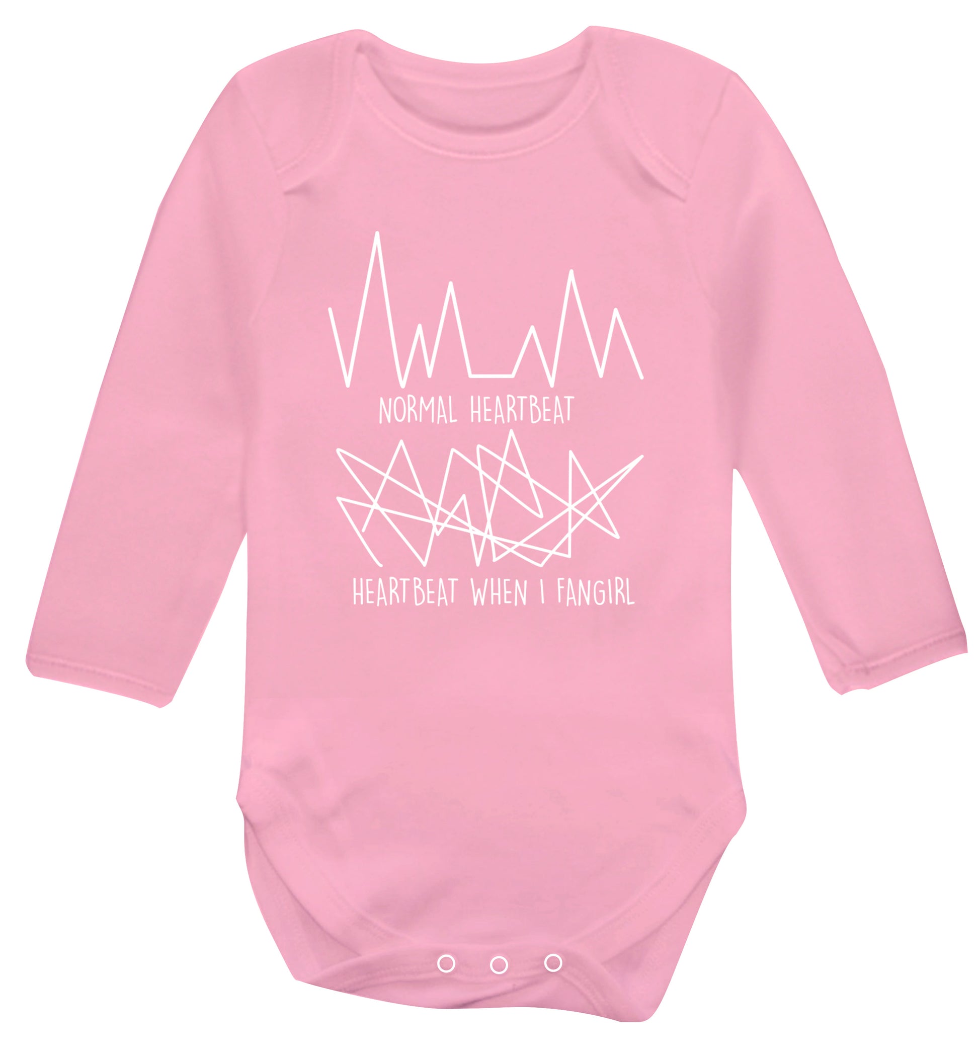 Normal heartbeat heartbeat when I fangirl Baby Vest long sleeved pale pink 6-12 months