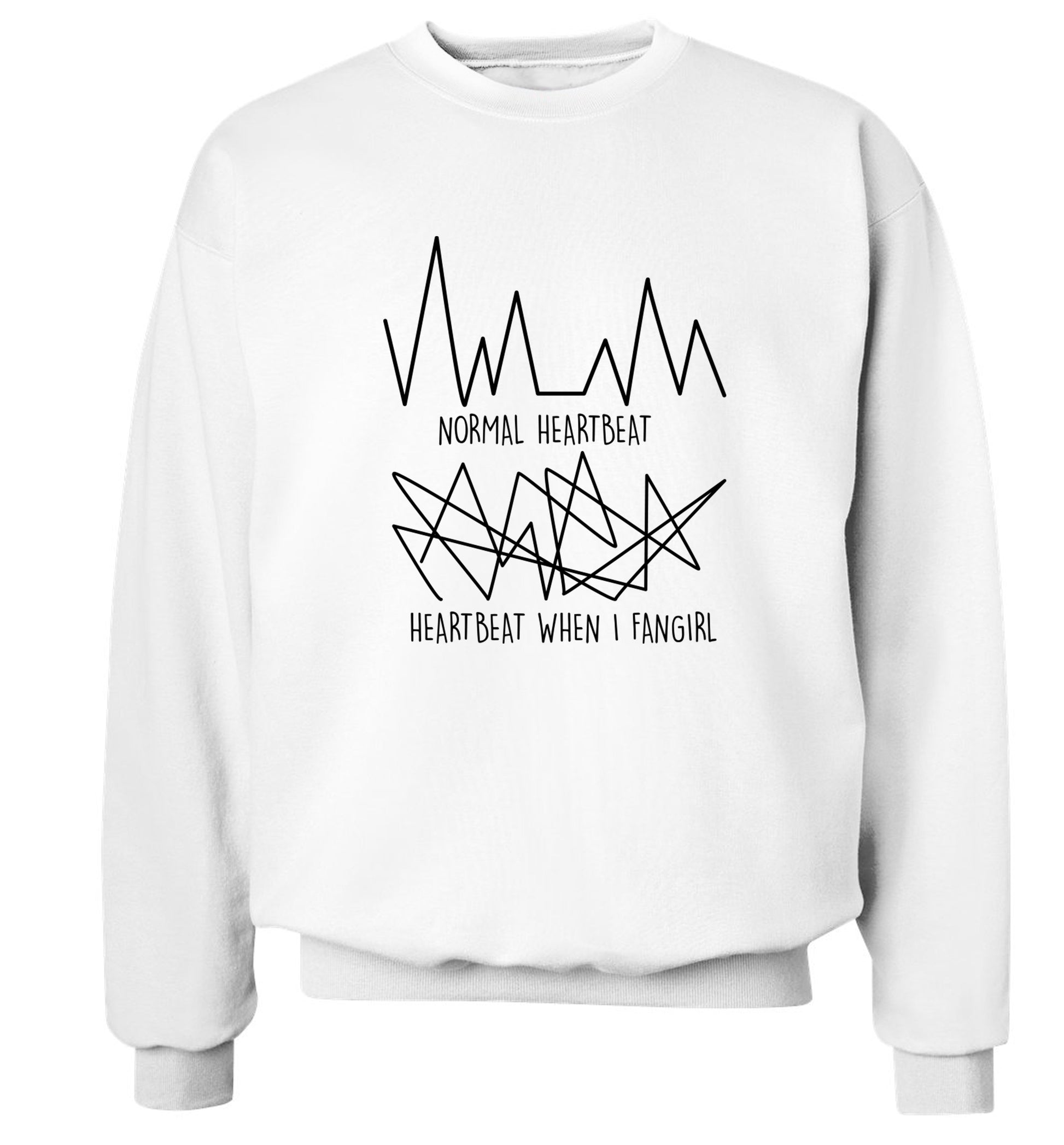 Normal heartbeat heartbeat when I fangirl Adult's unisex white Sweater 2XL