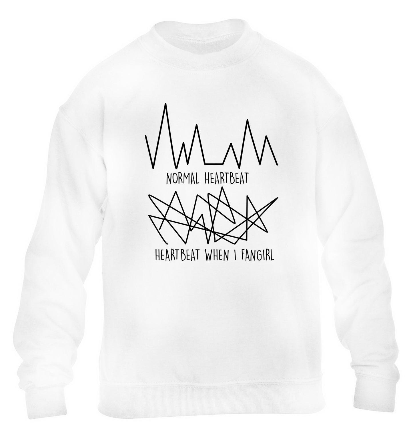 Normal heartbeat heartbeat when I fangirl children's white sweater 12-14 Years