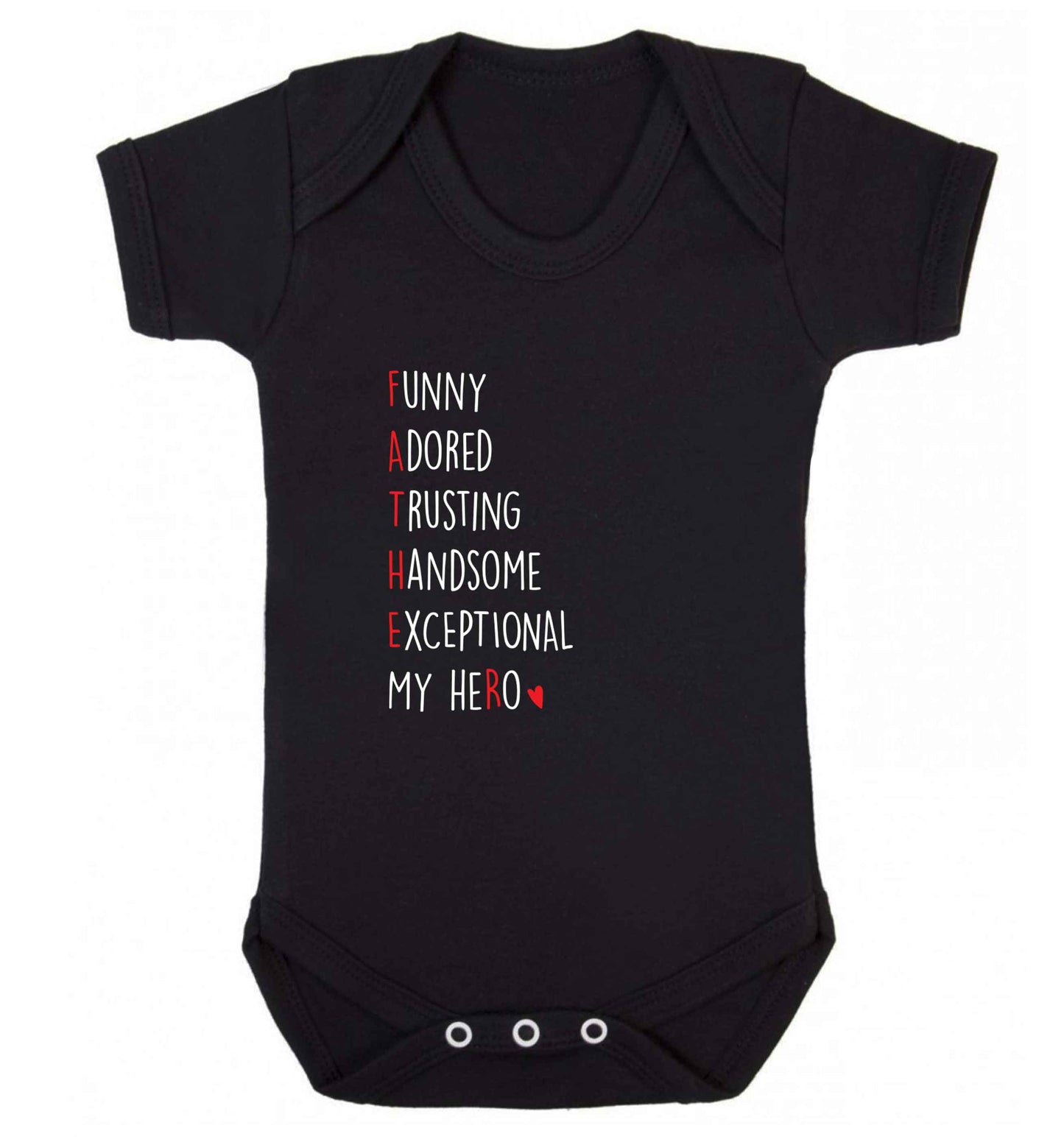 Father, funny adored trusting handsome exceptional my hero baby vest black 18-24 months