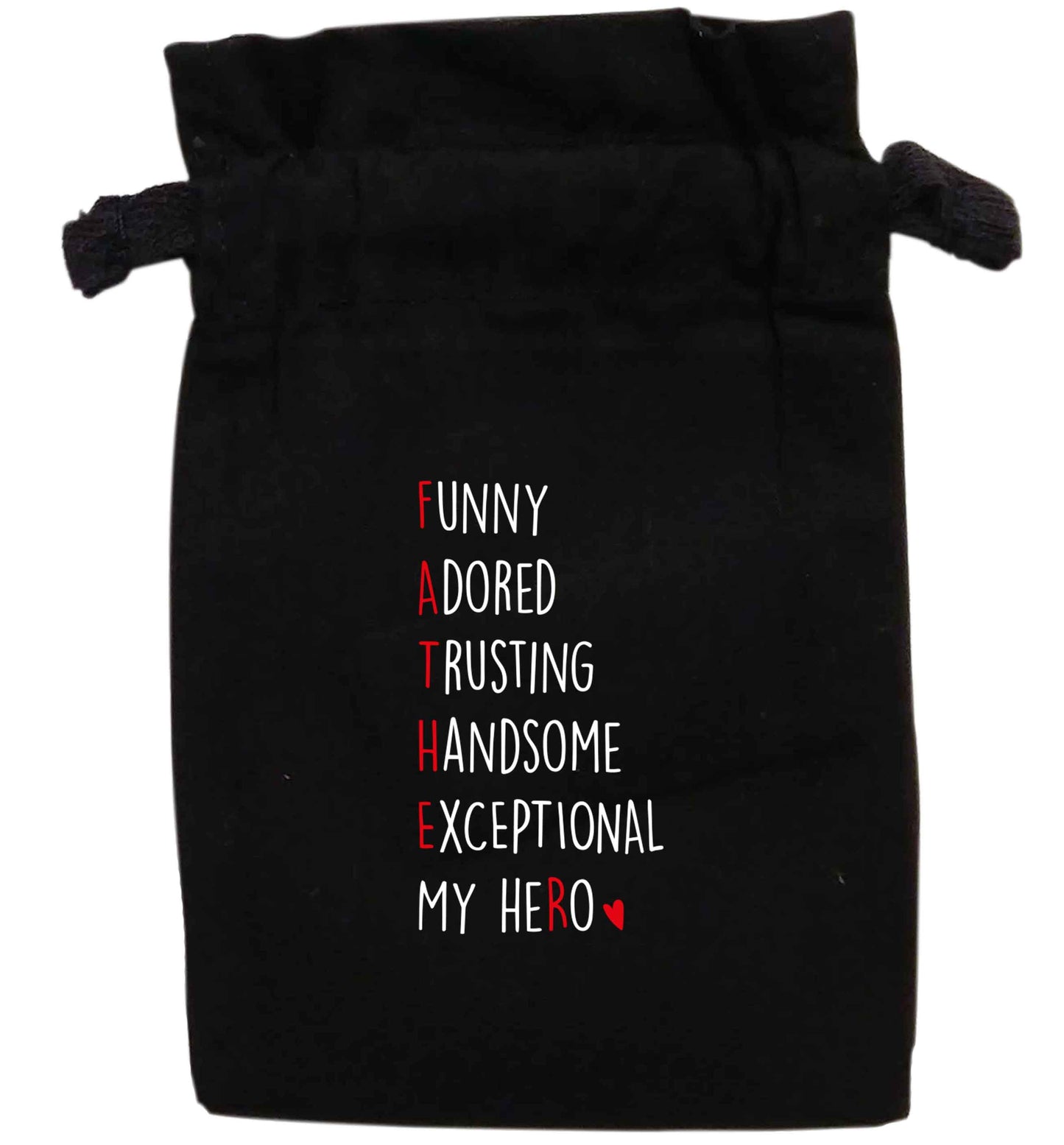 Father meaning hero acrostic poem | XS - L | Pouch / Drawstring bag / Sack | Organic Cotton | Bulk discounts available!
