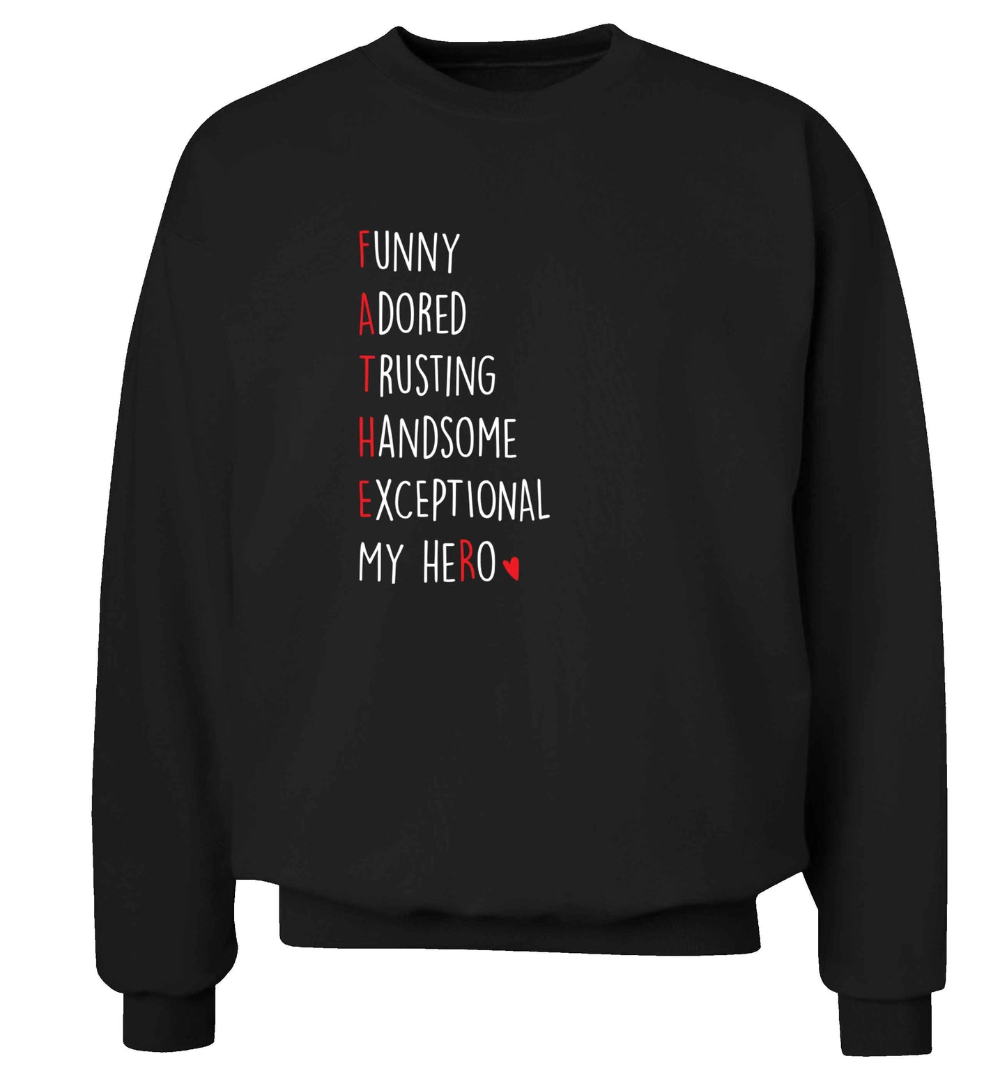 Father meaning hero acrostic poem adult's unisex black sweater 2XL