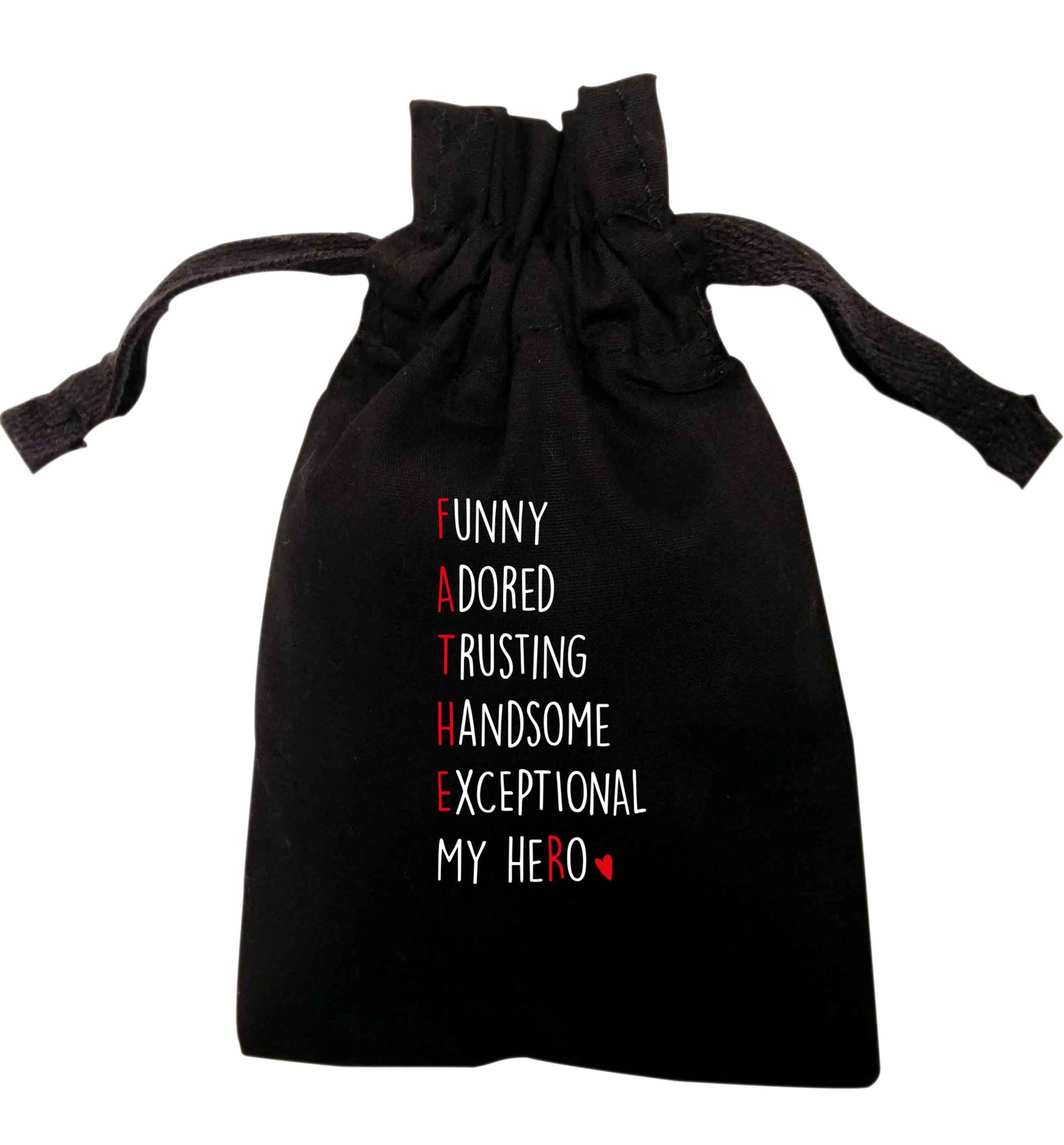 Father meaning hero acrostic poem | XS - L | Pouch / Drawstring bag / Sack  | Organic Cotton | Bulk discounts available!