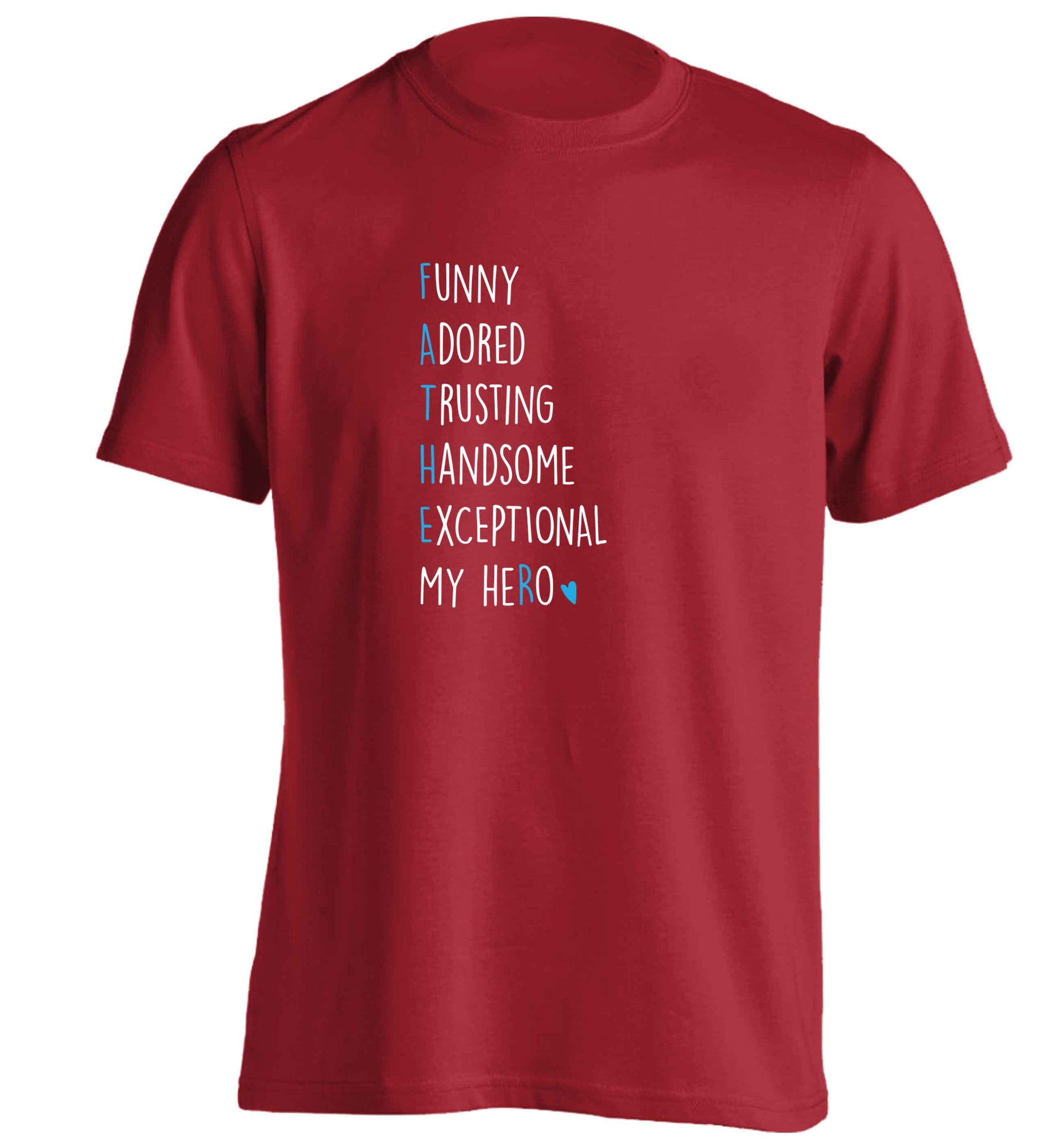 Father meaning hero acrostic poem adults unisex red Tshirt 2XL
