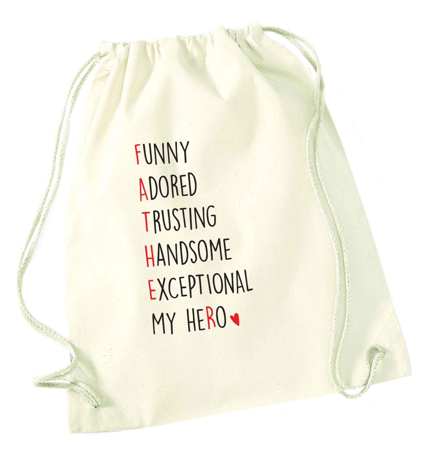 Father meaning hero acrostic poem natural drawstring bag
