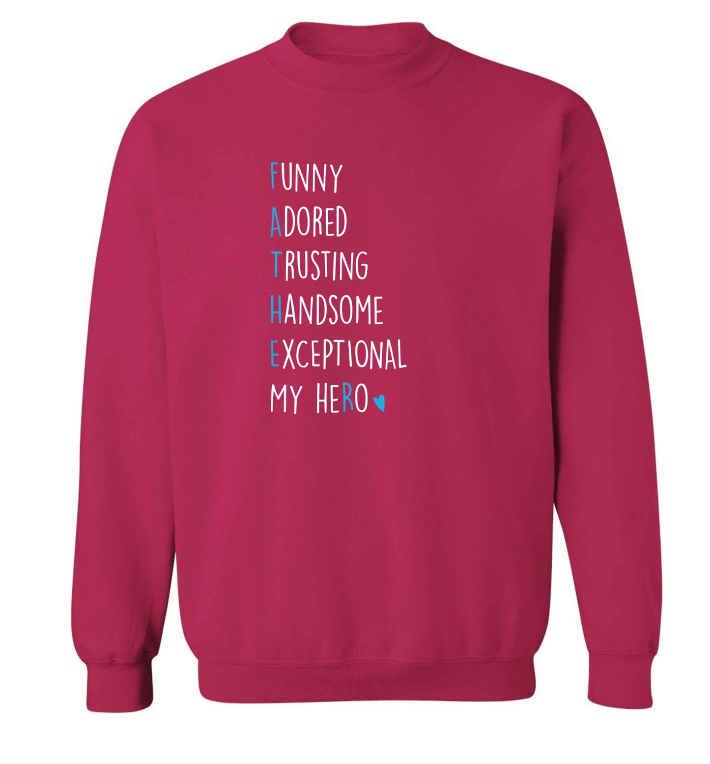 Father meaning hero acrostic poem adult's unisex pink sweater 2XL