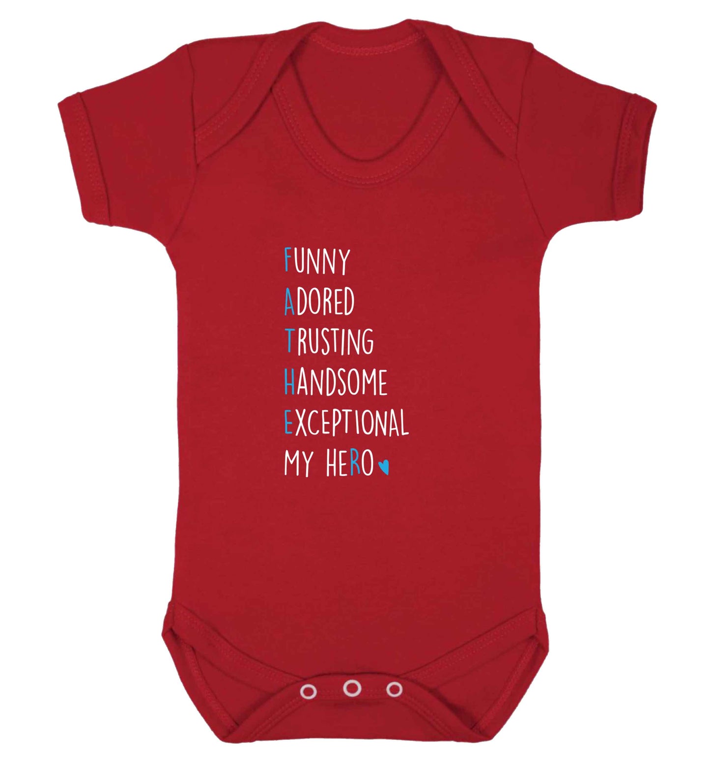 Father meaning hero acrostic poem baby vest red 18-24 months