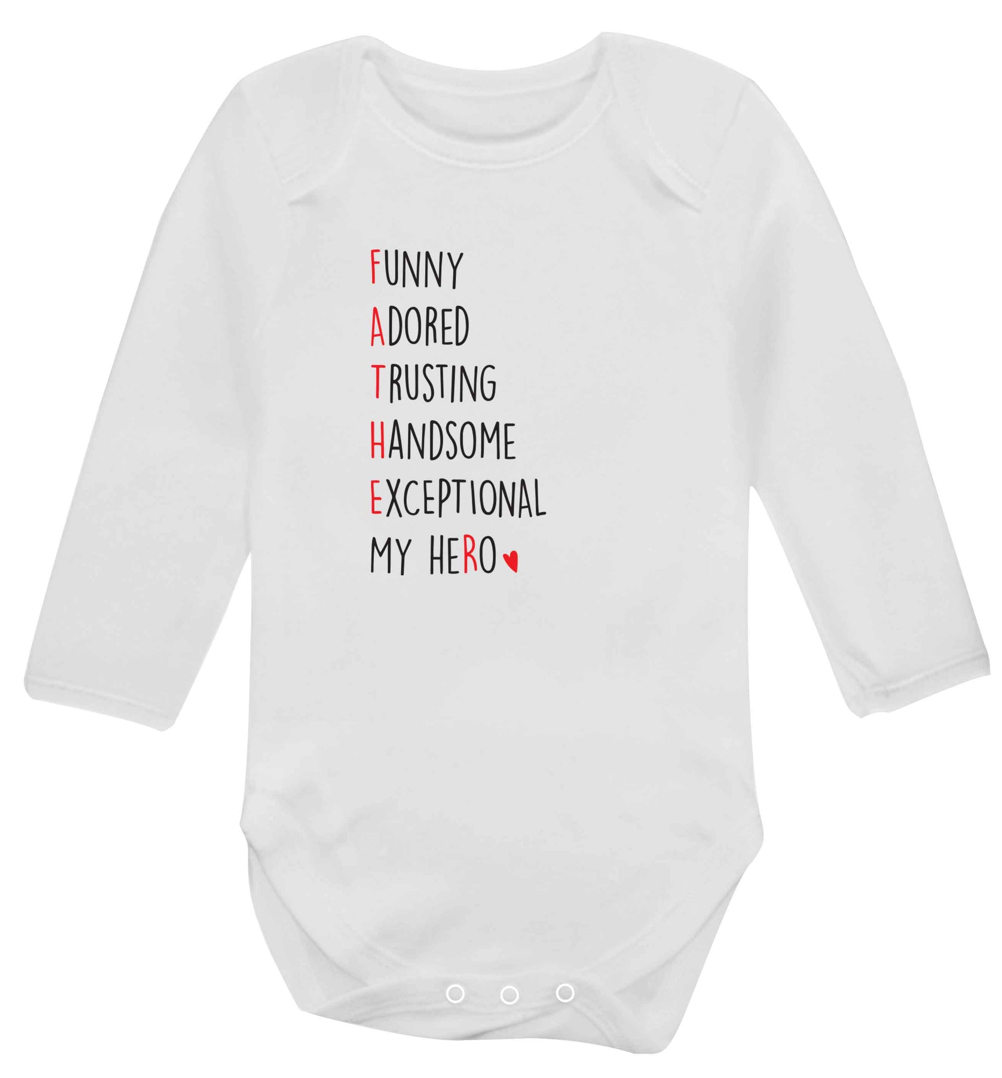Father meaning hero acrostic poem baby vest long sleeved white 6-12 months
