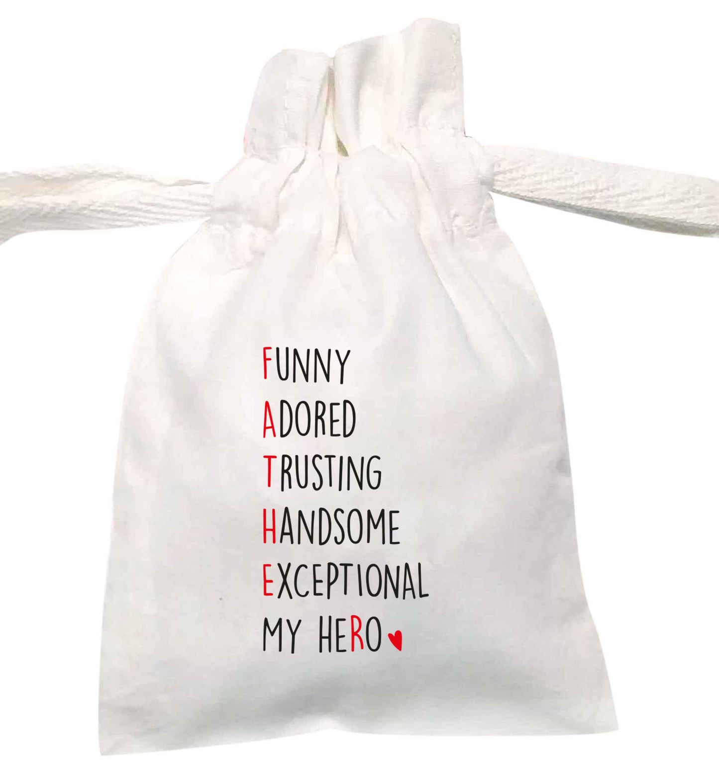 Father meaning hero acrostic poem | XS - L | Pouch / Drawstring bag / Sack | Organic Cotton | Bulk discounts available!