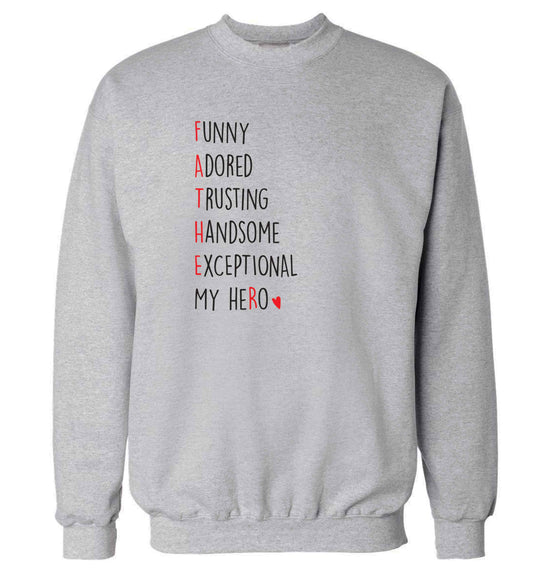 Father, funny adored trusting handsome exceptional my hero adult's unisex grey sweater 2XL