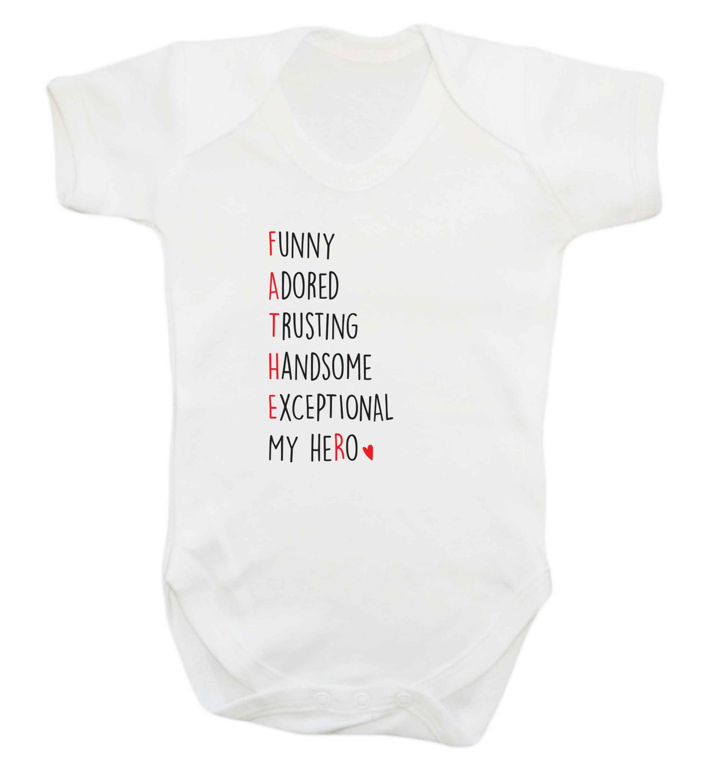 Father, funny adored trusting handsome exceptional my hero baby vest white 18-24 months