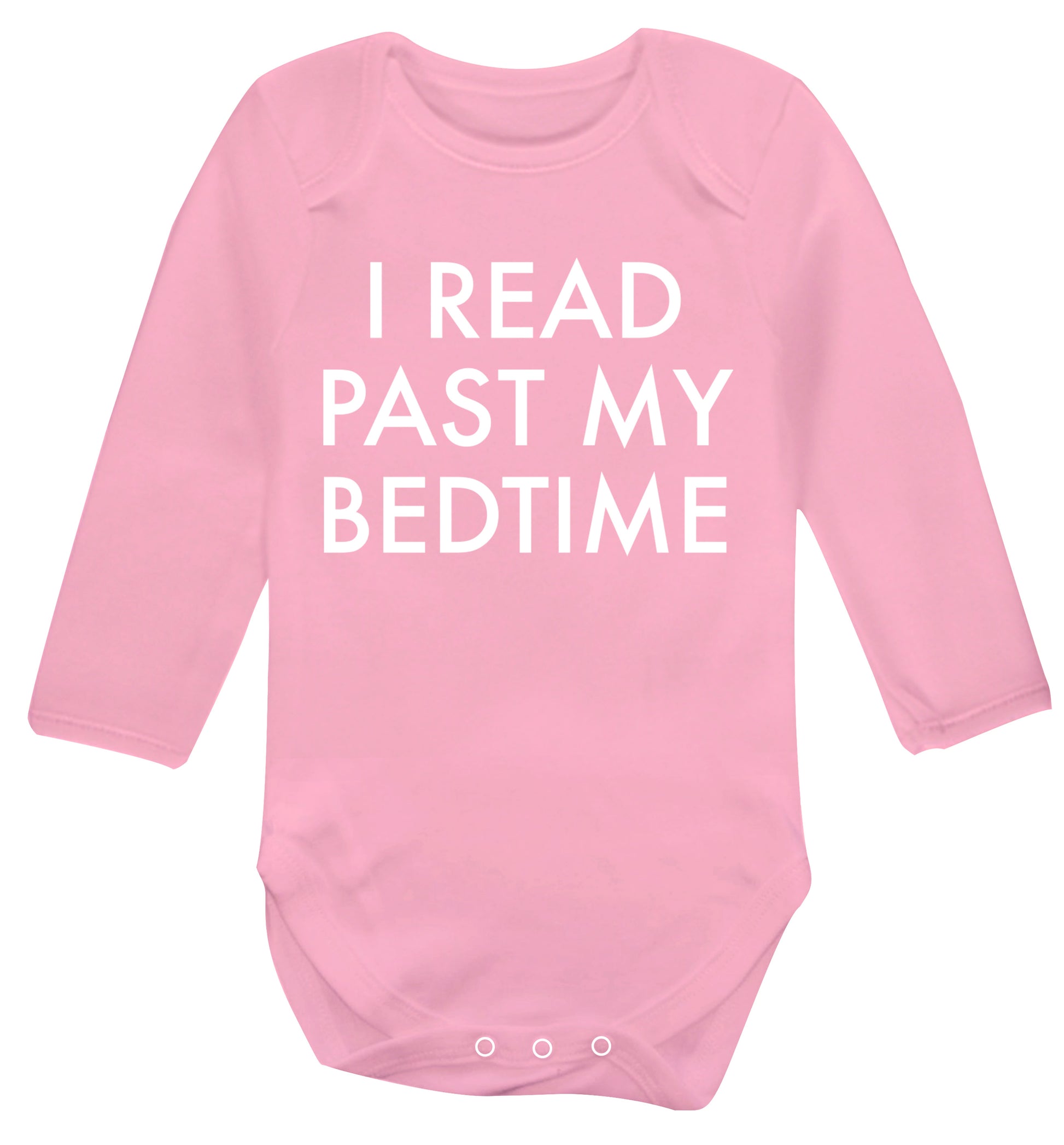 I read past my bedtime Baby Vest long sleeved pale pink 6-12 months
