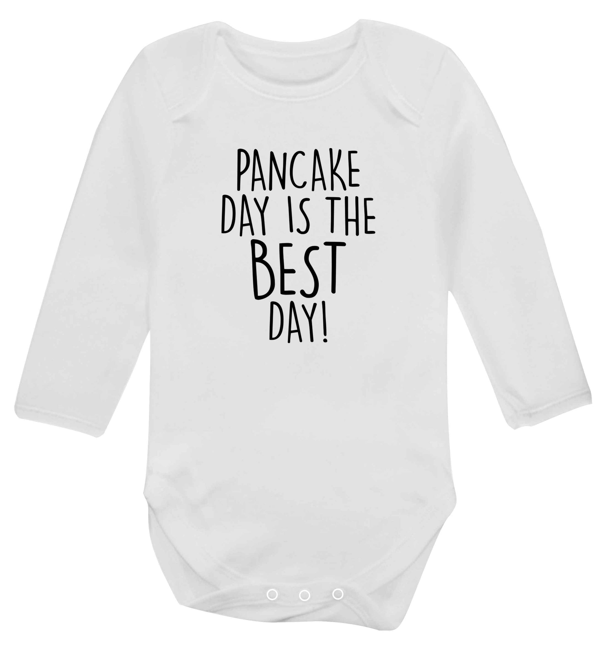 Pancake day is the best day baby vest long sleeved white 6-12 months