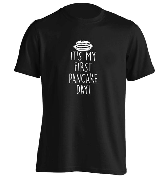 It's my first pancake day adults unisex black Tshirt 2XL