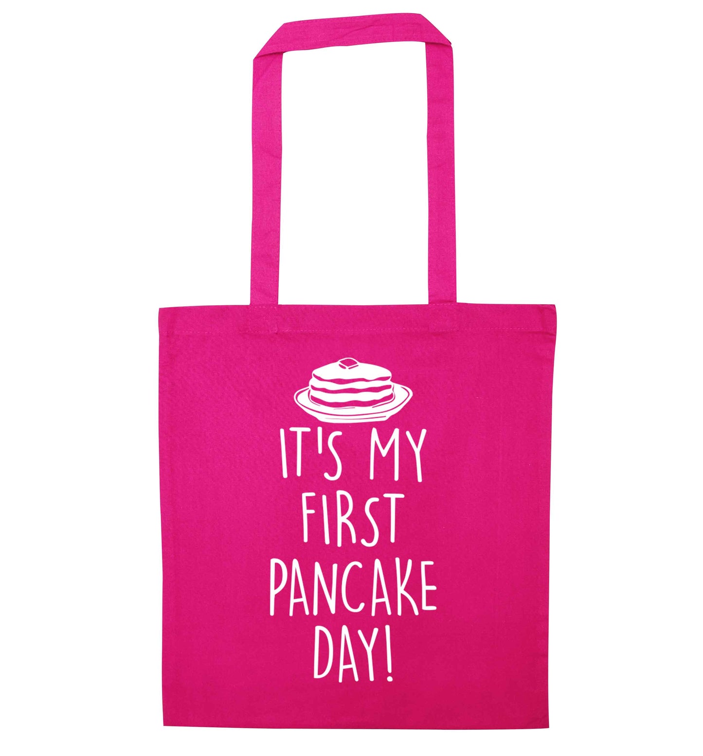 It's my first pancake day pink tote bag