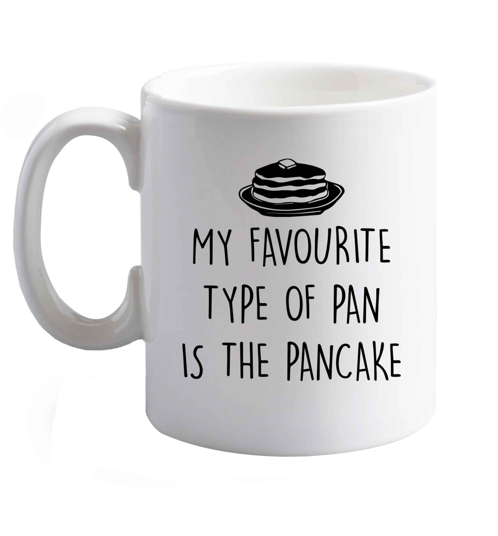 10 oz Favourite Type Pan Pancake ceramic mug right handed