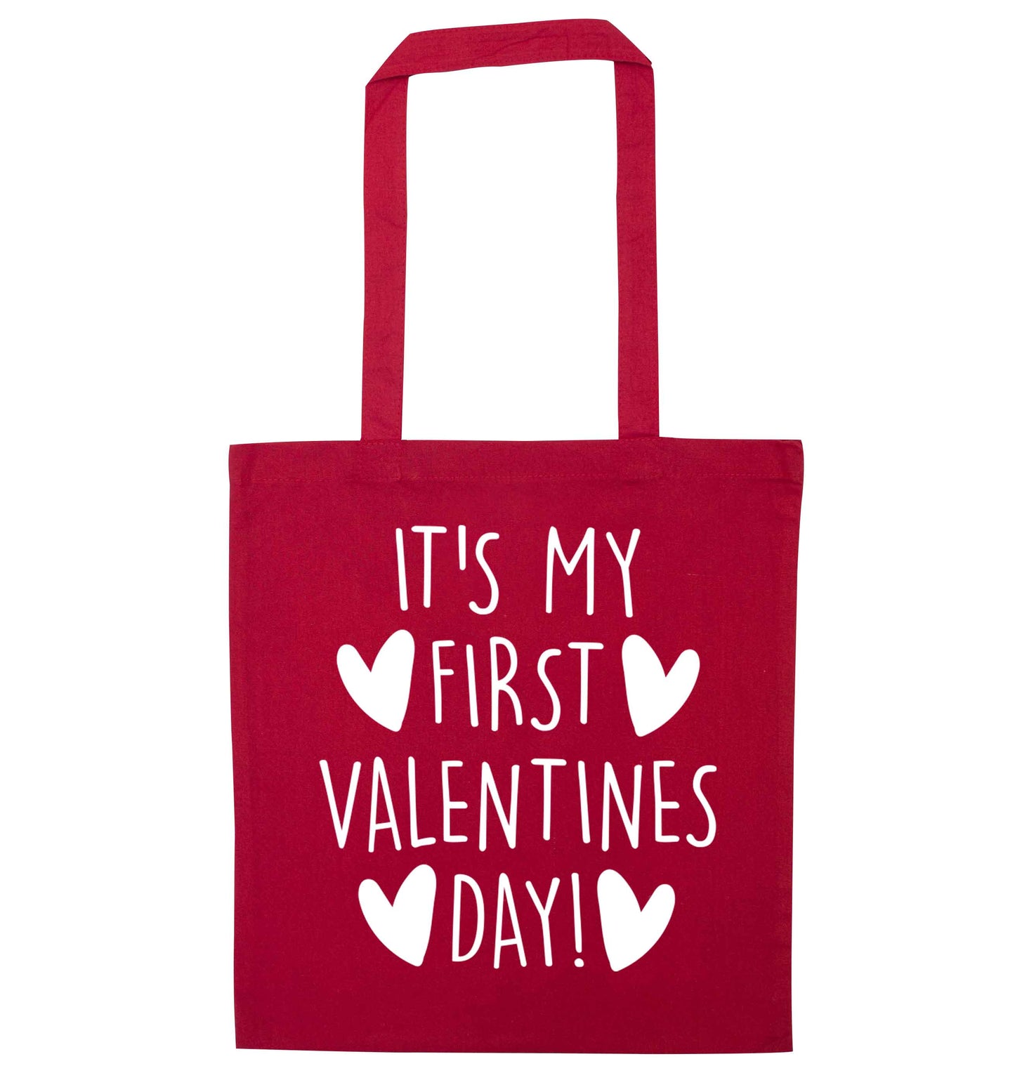 It's my first valentines day! red tote bag
