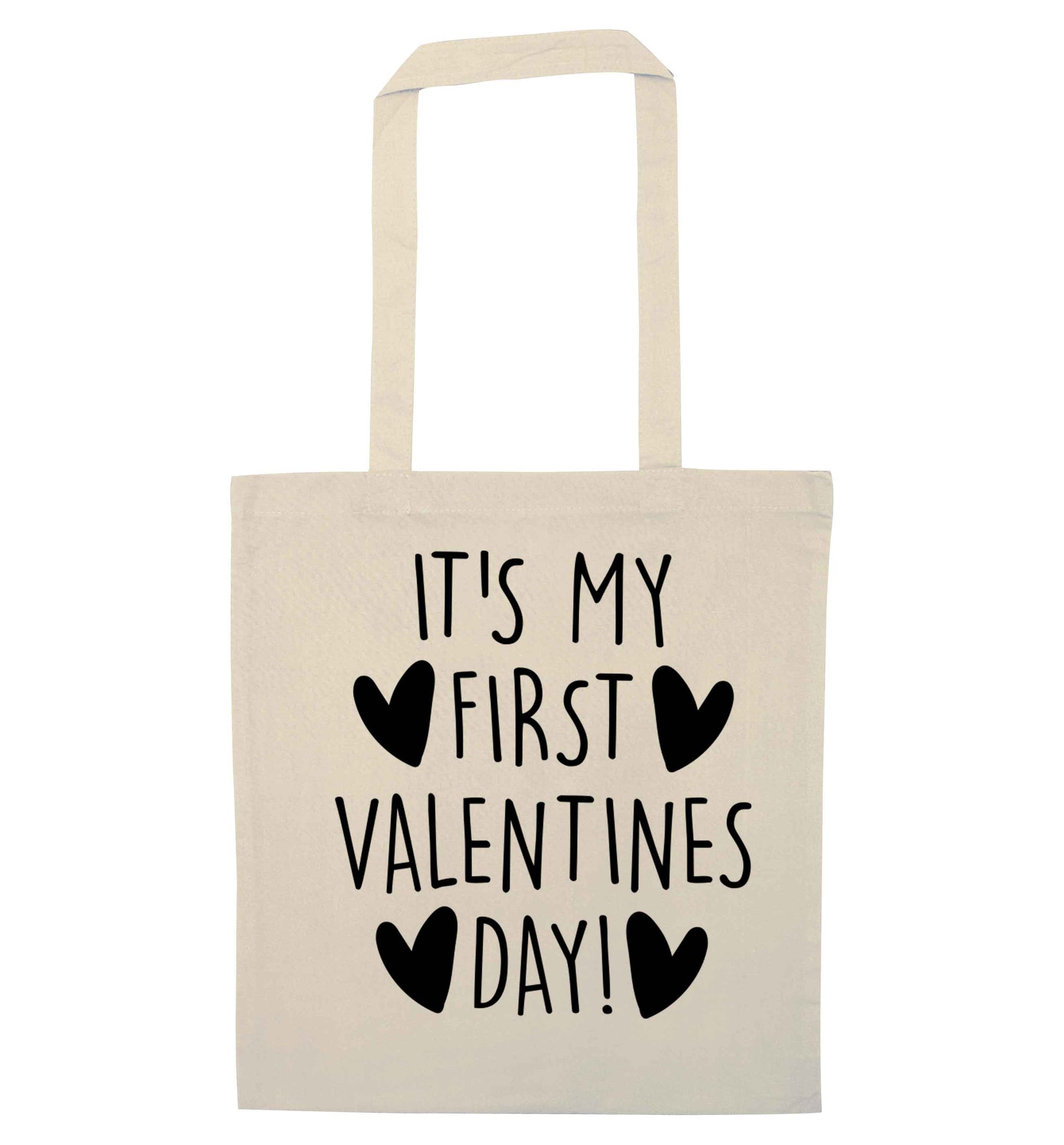 It's my first valentines day! natural tote bag