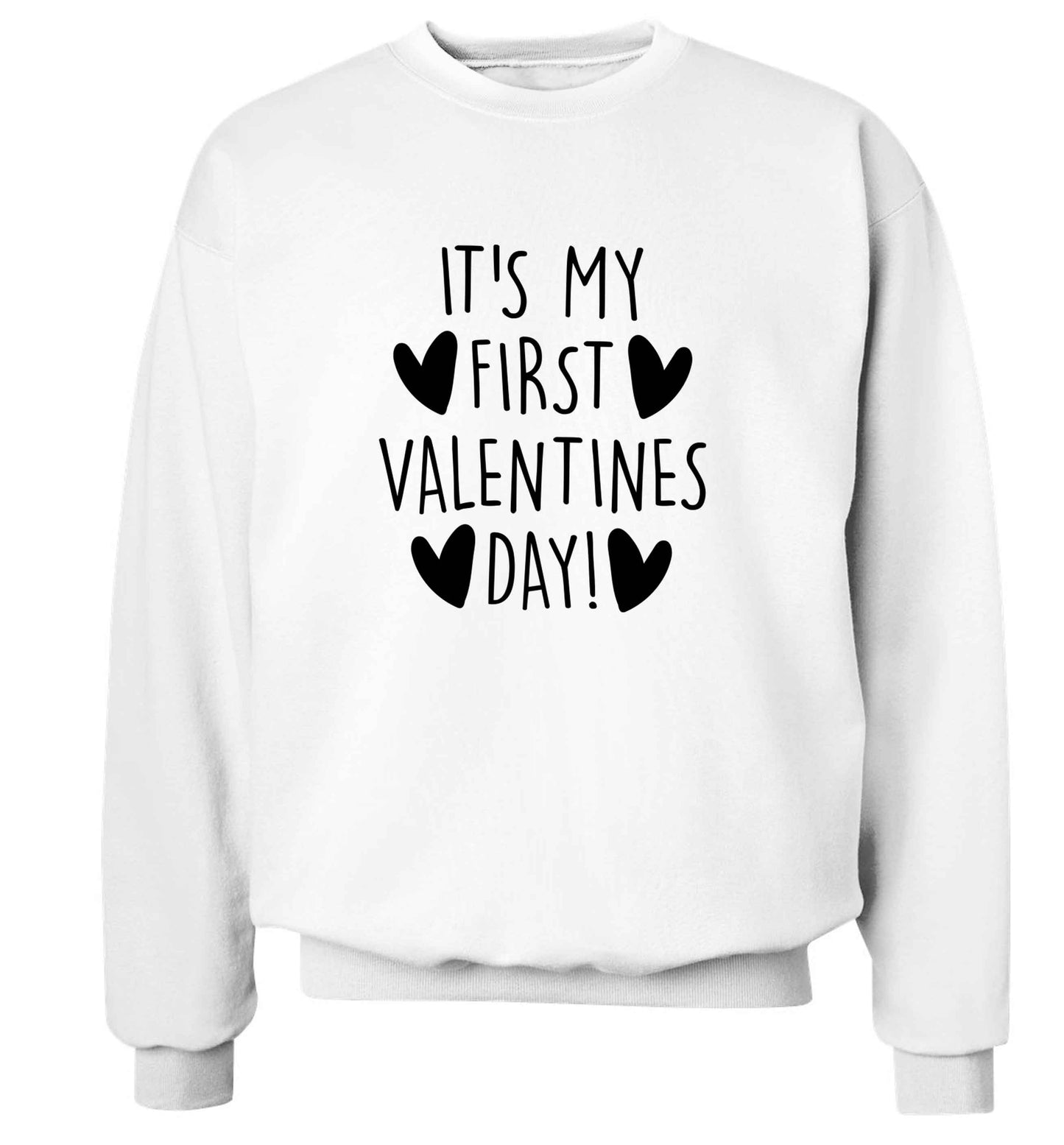 It's my first valentines day! adult's unisex white sweater 2XL