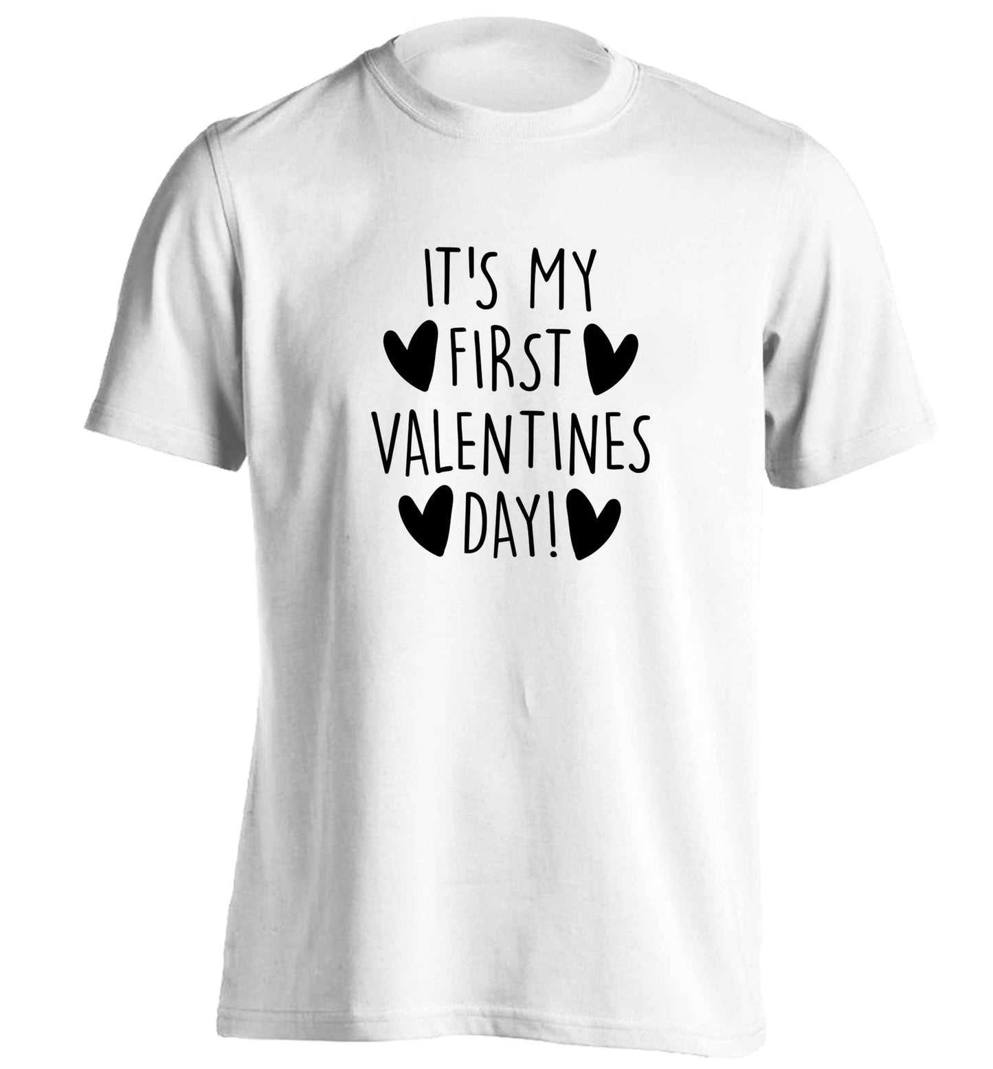 It's my first valentines day! adults unisex white Tshirt 2XL