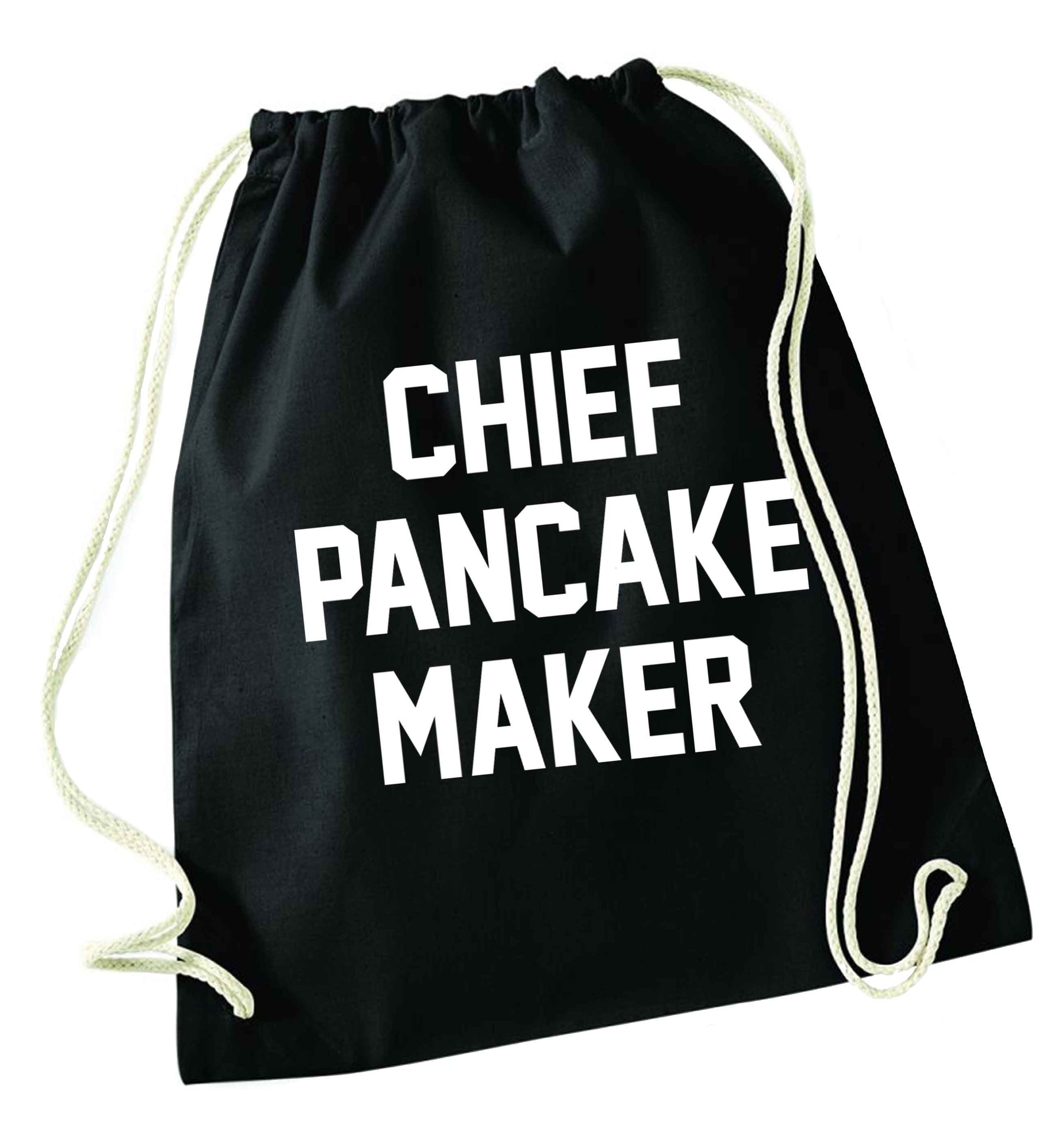 Chief pancake maker black drawstring bag