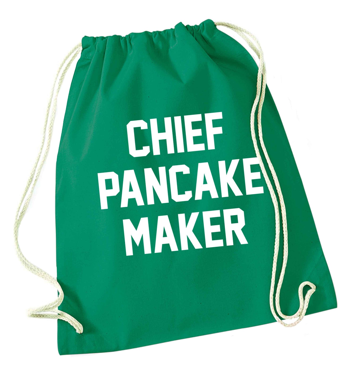 Chief pancake maker green drawstring bag