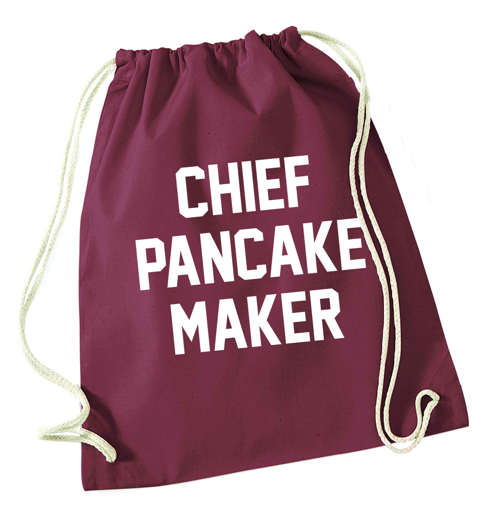 Chief pancake maker maroon drawstring bag