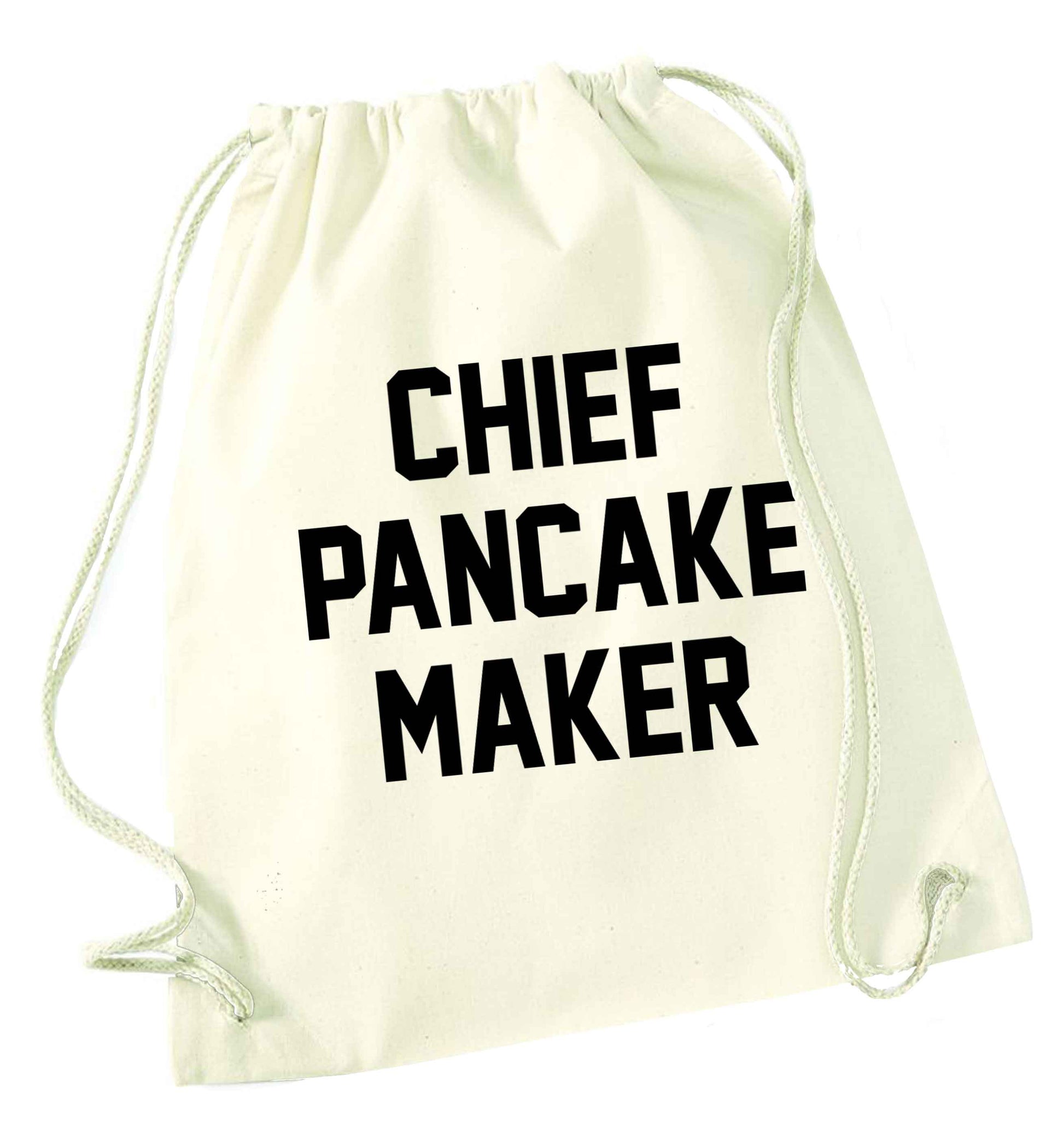 Chief pancake maker natural drawstring bag