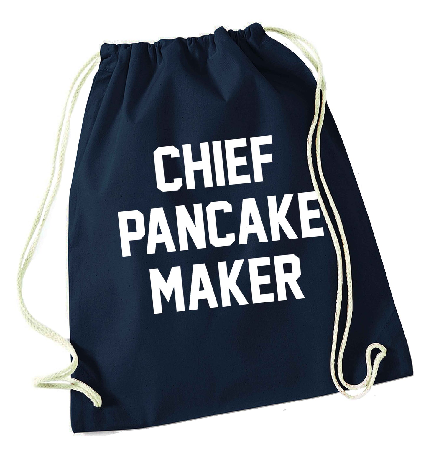 Chief pancake maker navy drawstring bag